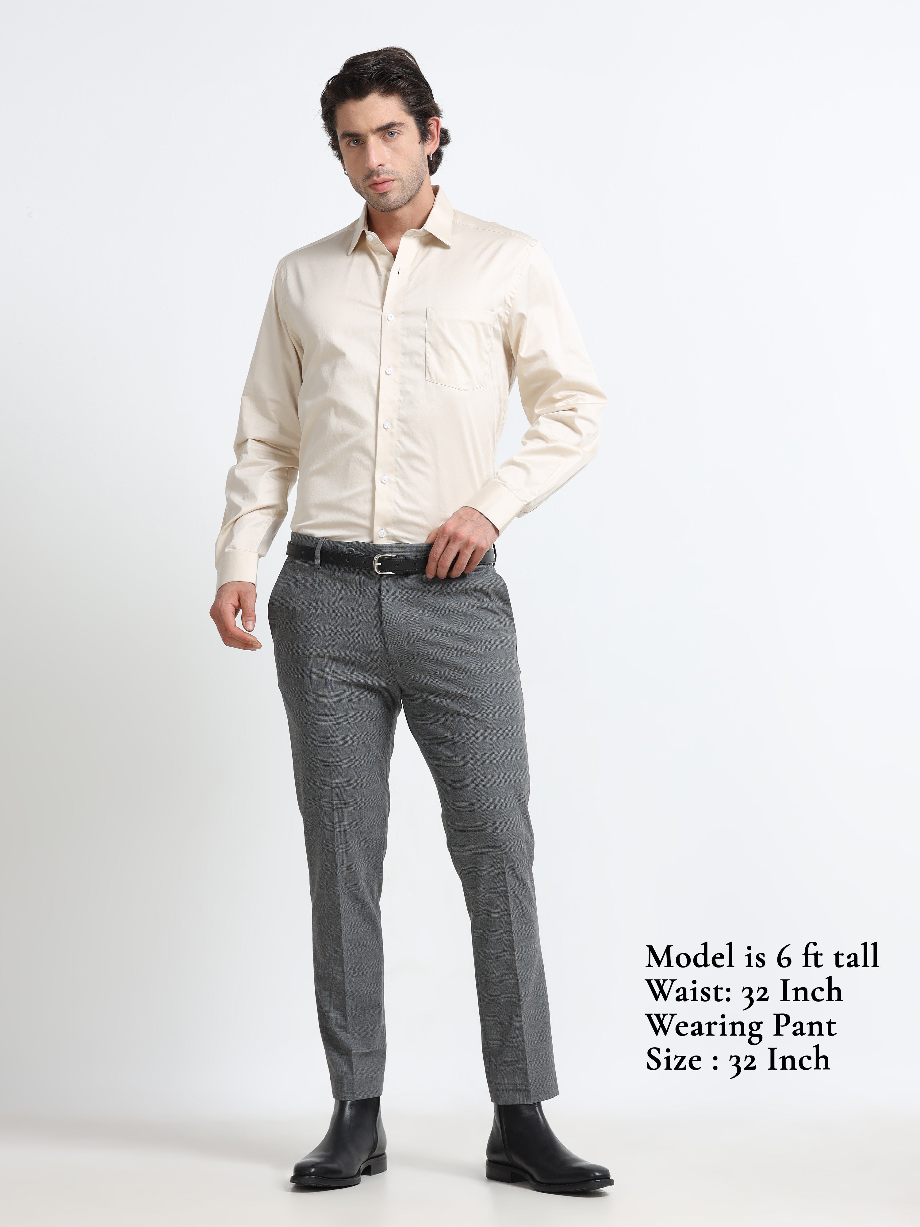 GREY CHECK 4 WAY STRETCH VISCOSE BLEND FORMAL PANT