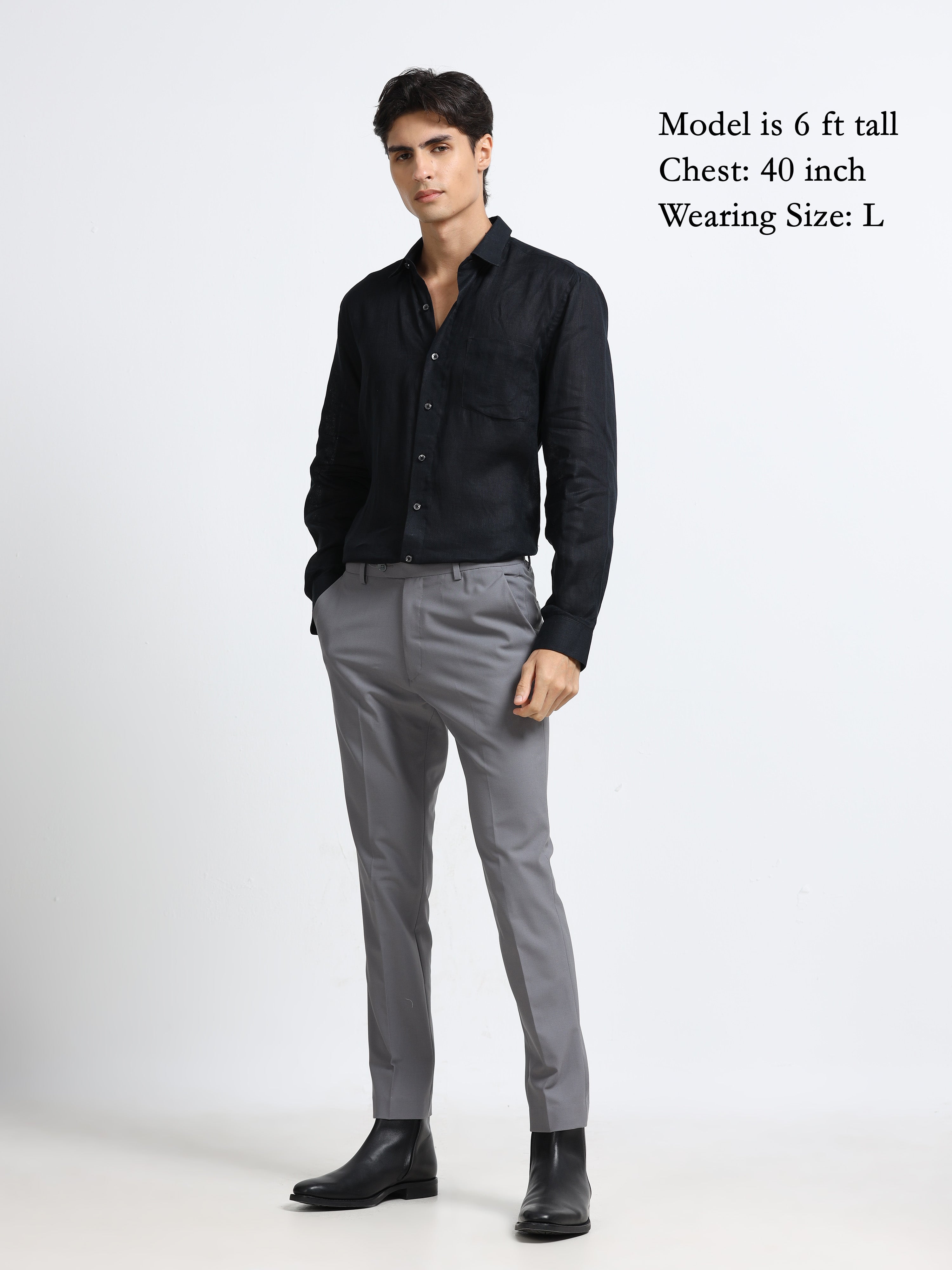 Midnight Black Linen Solid Shirt