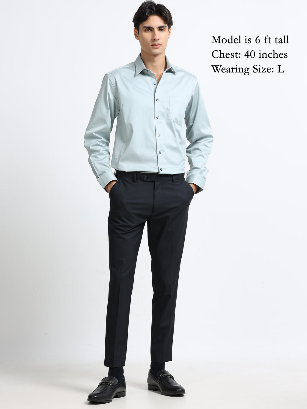 Arctic Mint Cotton Satin Stretch Solid Shirt