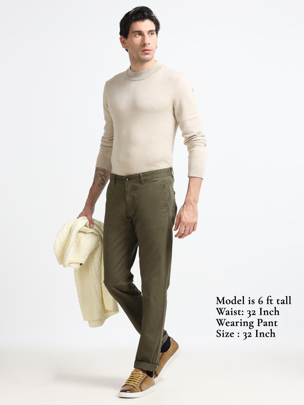 ARMY GREEN GAP TWILL STRETCH TROUSERS