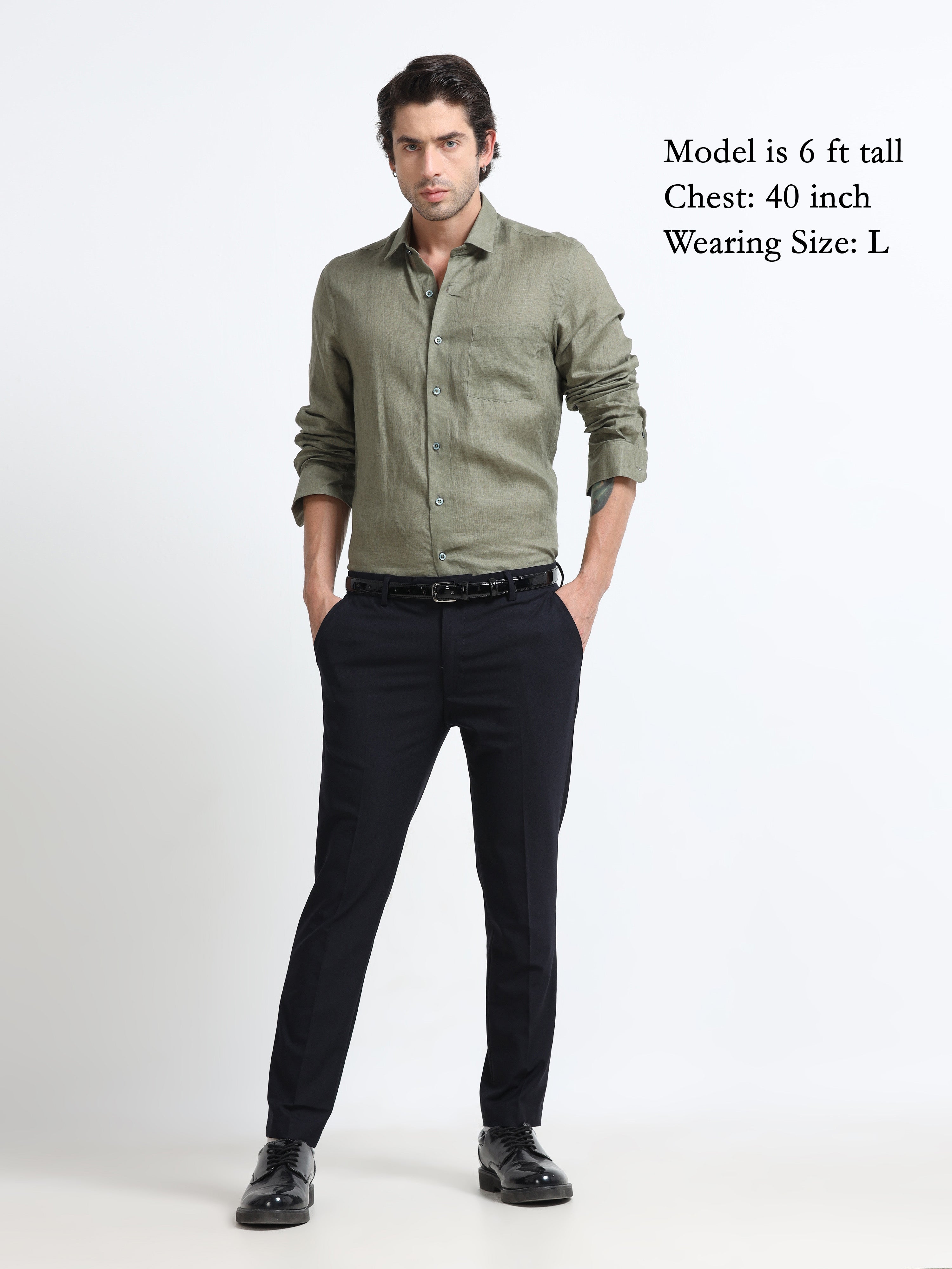 Rustic Olive Essential Linen Solid Shirt