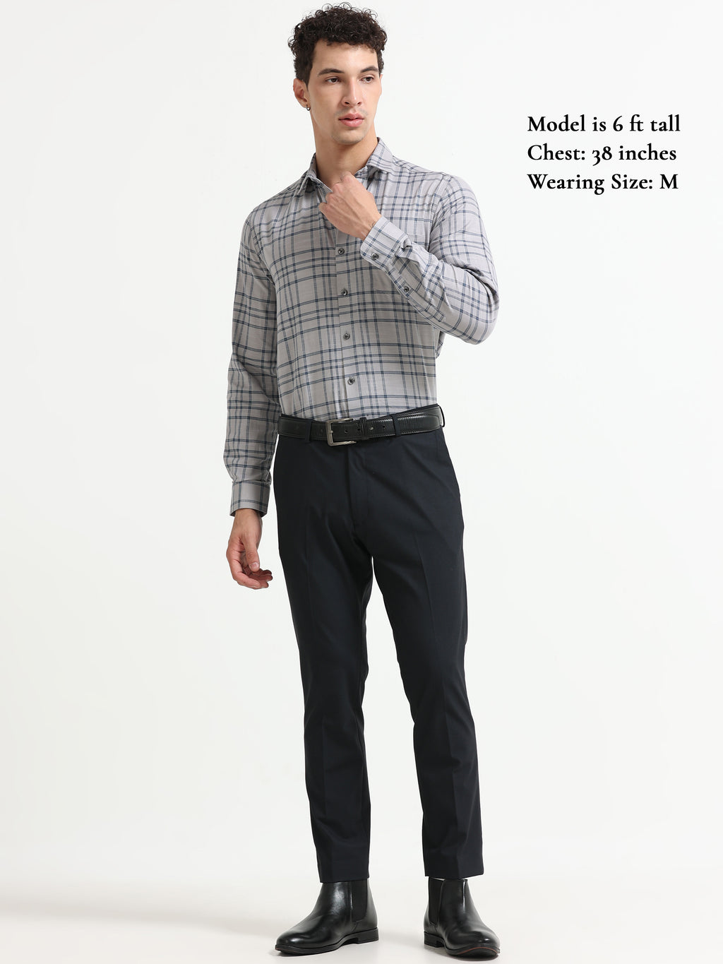 Mist Grey Chevron Check Jacquard Shirt
