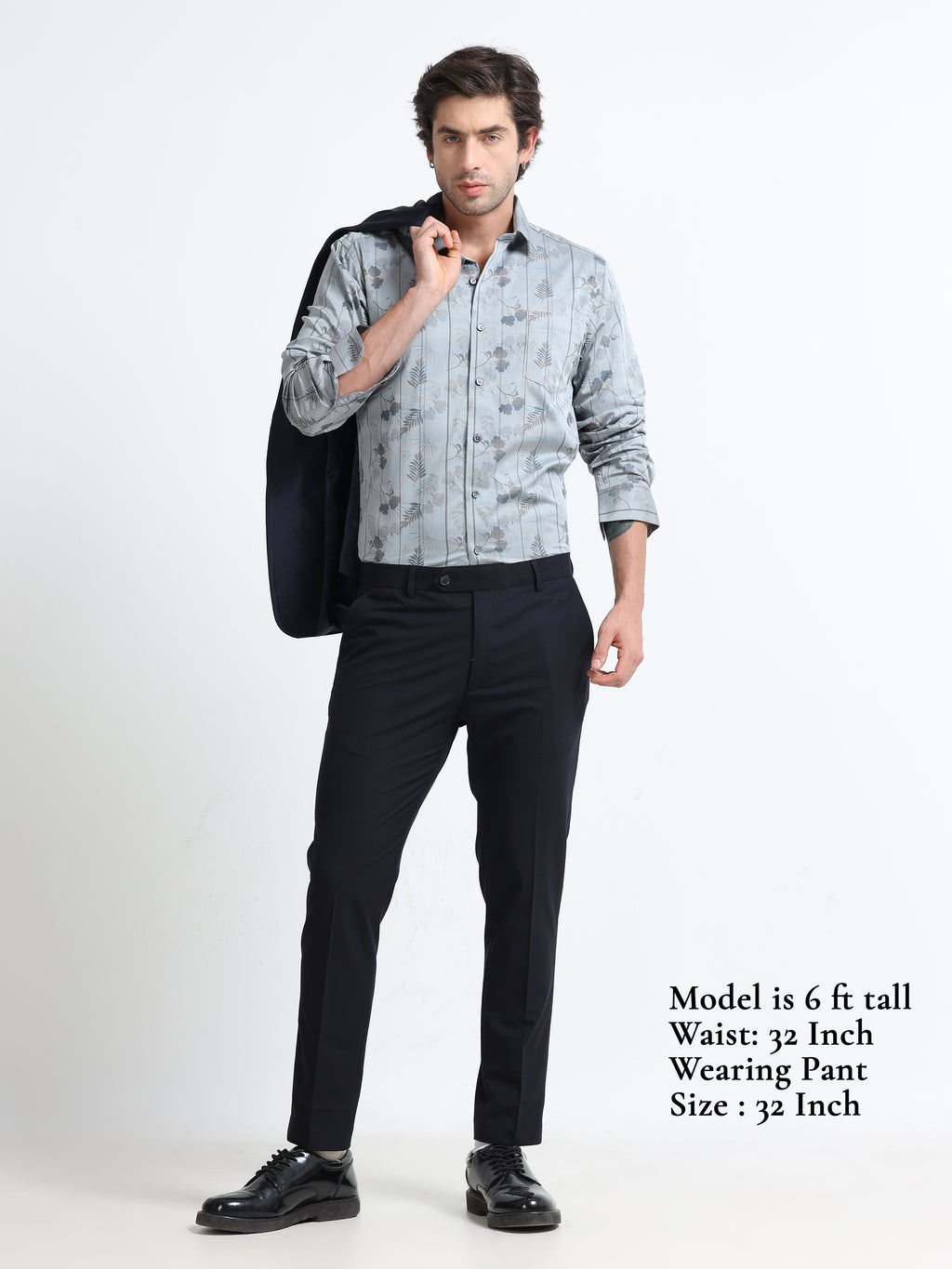 INK BLUE 4 WAY STRETCH VISCOSE BLEND FORMAL PANT