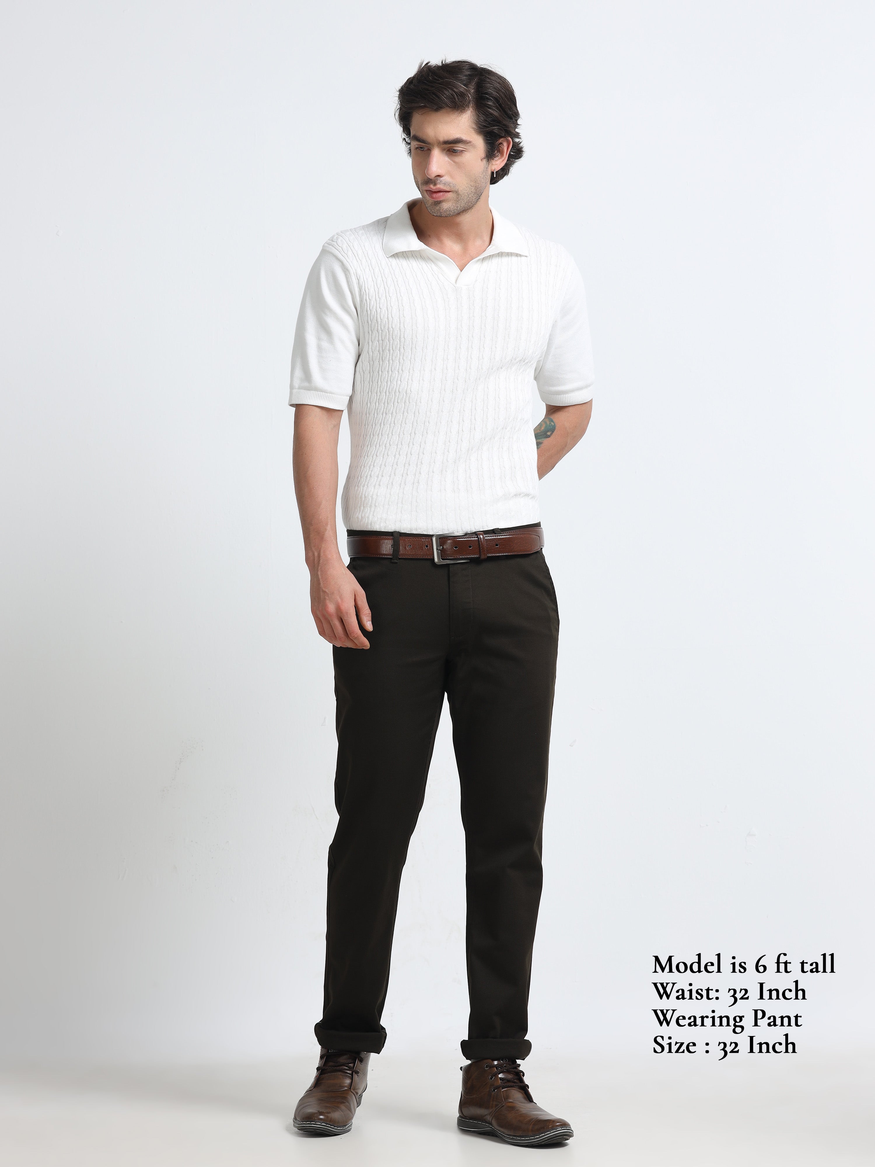 DARK OLIVE DOBBIES COTTON LYCRA BLEND TROUSER