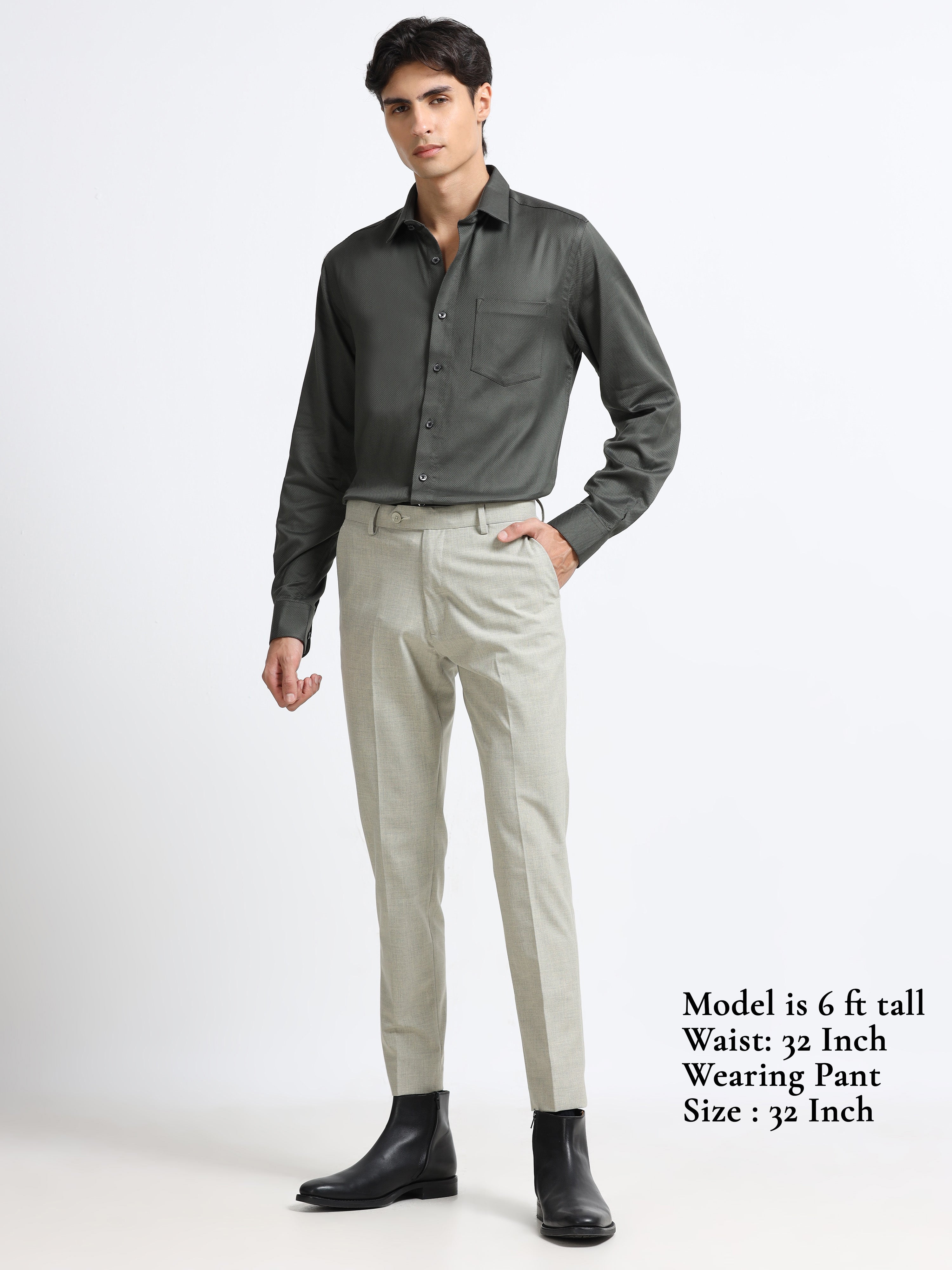 LIGHT GREY 4 WAY STRETCH VISCOSE BLEND FORMAL PANT