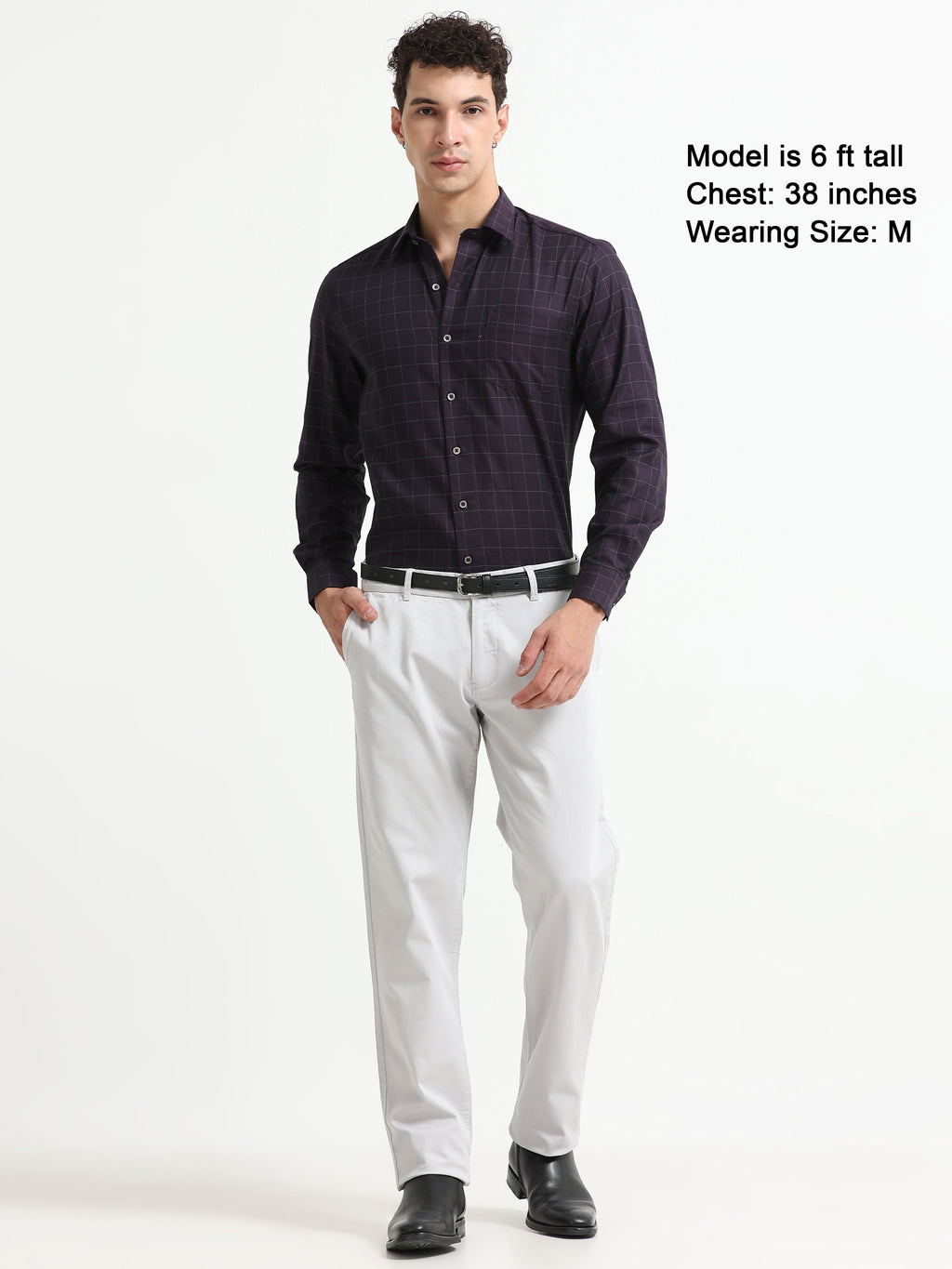 Aubergine Tectonic Windowpane Jacquard Shirt