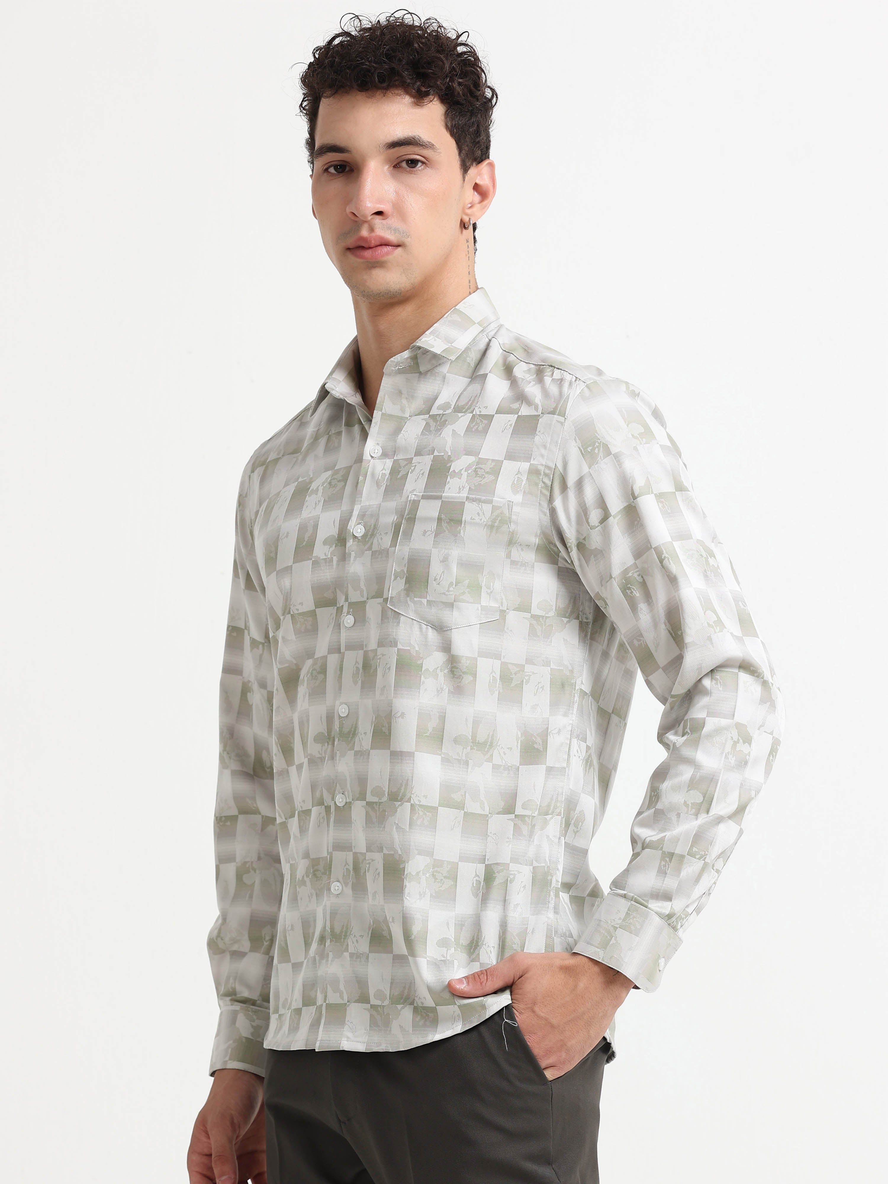 Shadow Flora Checkerboard Jacquard Shirt