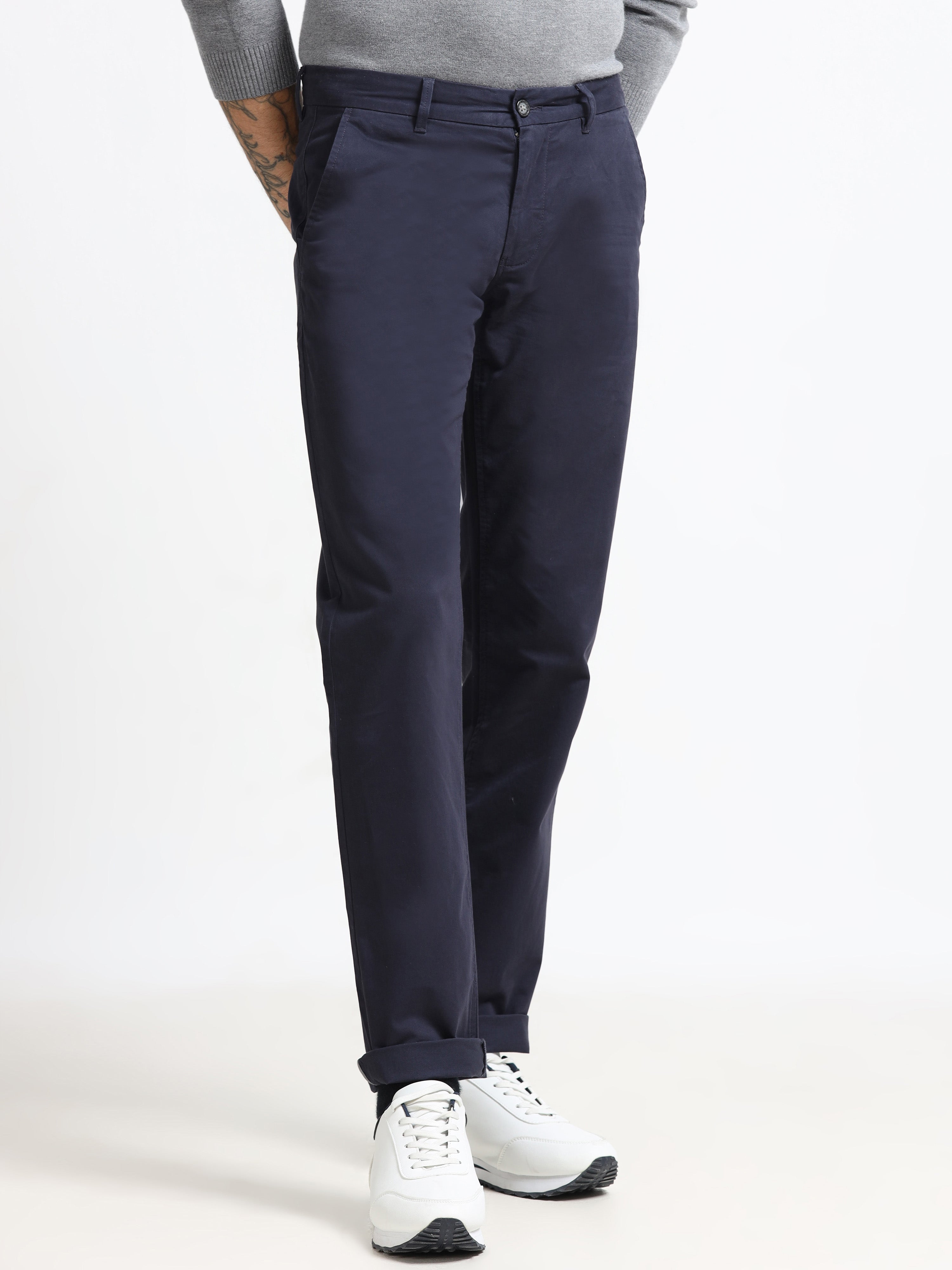 DARK BLUE CONVERSE COTTON LYCRA STRECTH TROUSERS