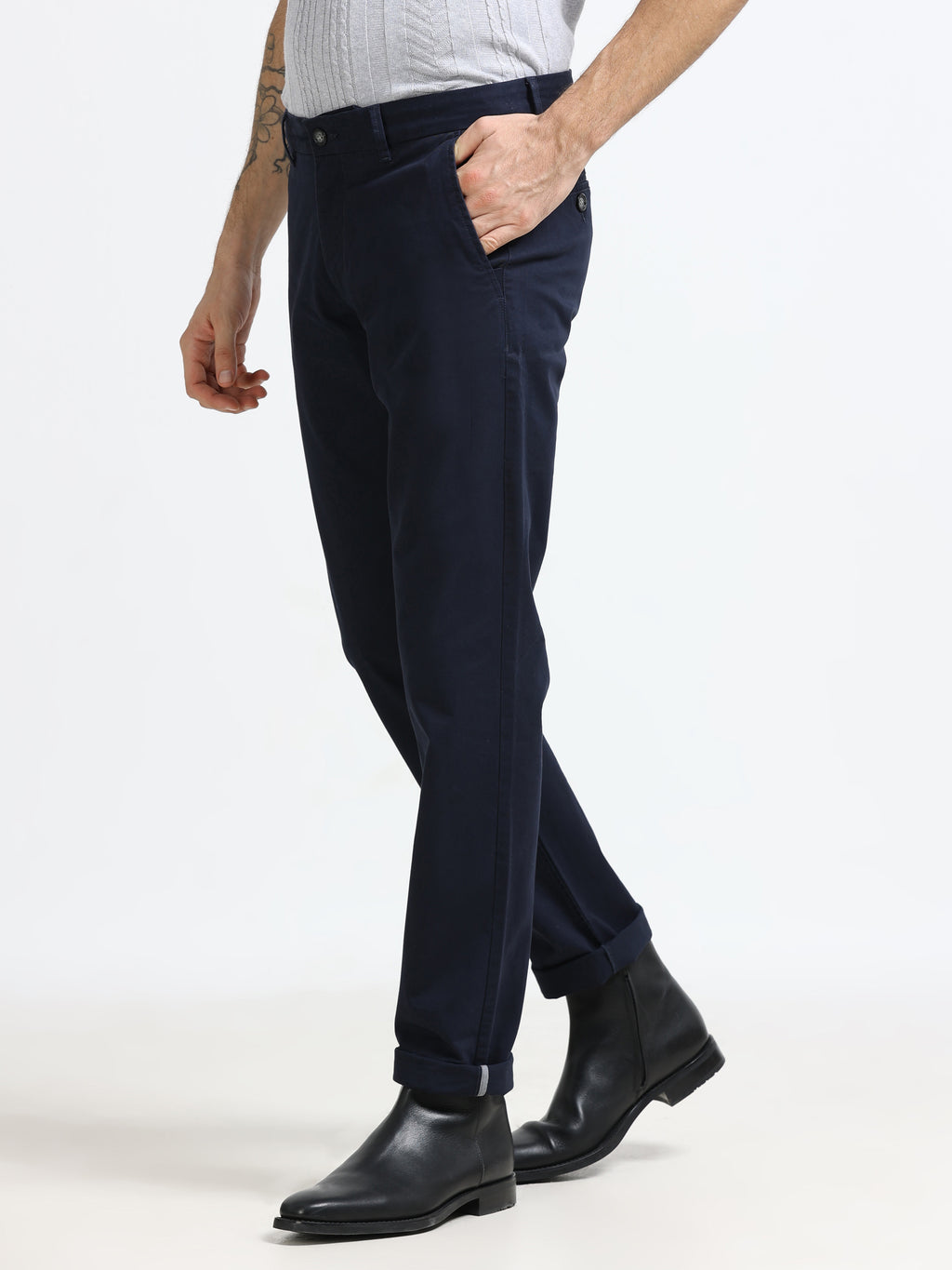 DARK NAVY GAP TWILL STRETCH TROUSERS