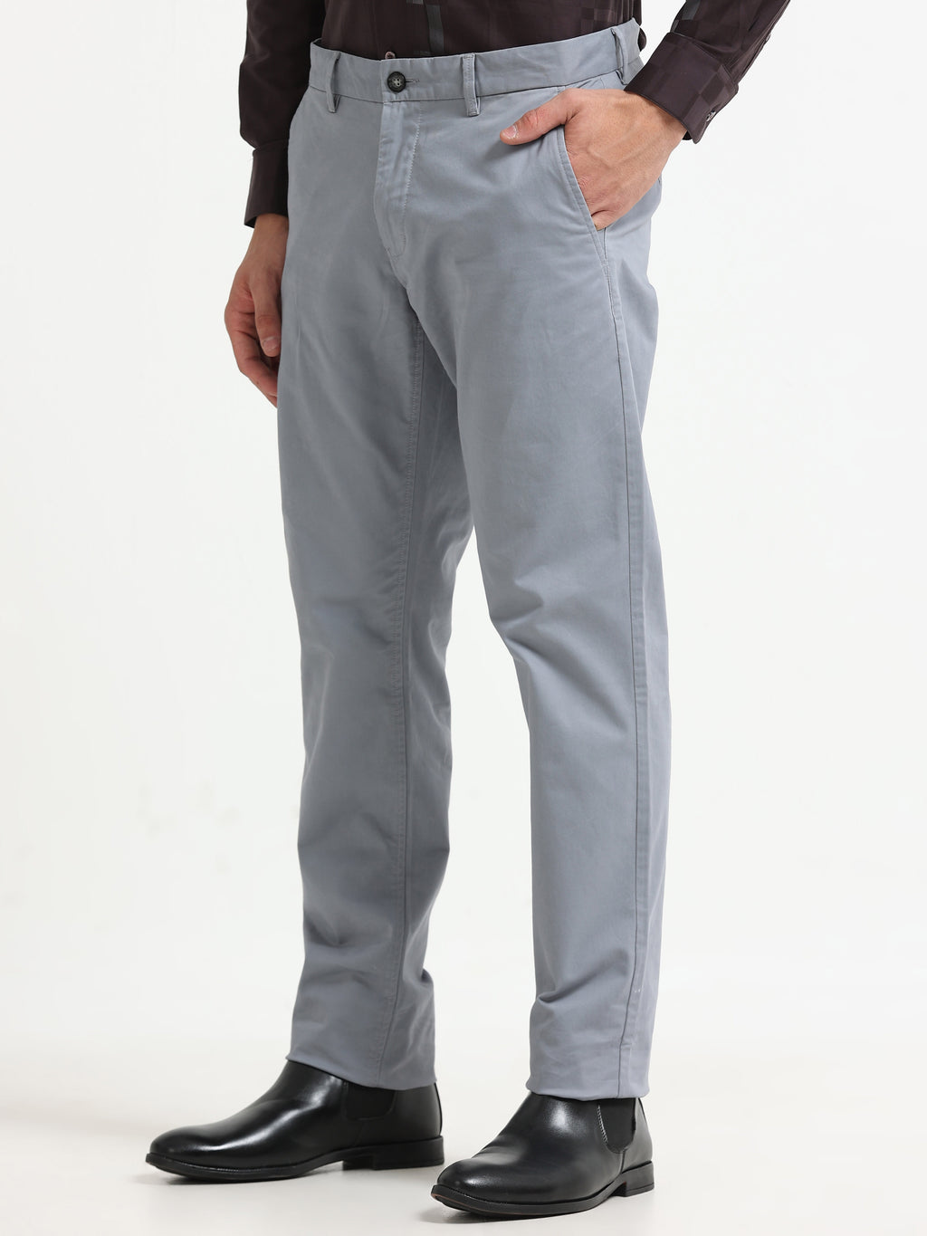 BLUISH GREY CONVERSE COTTON LYCRA STRECTH TROUSERS