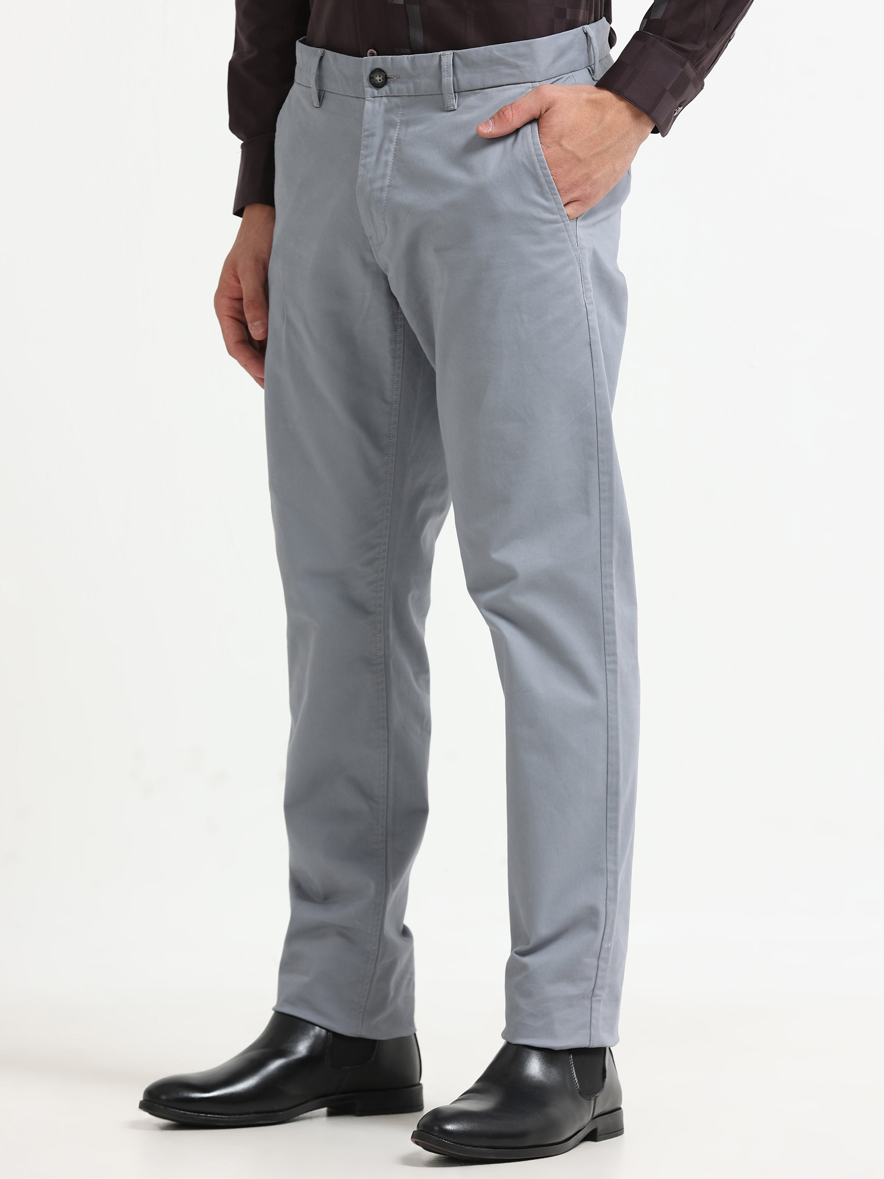 BLUISH GREY CONVERSE COTTON LYCRA STRECTH TROUSERS