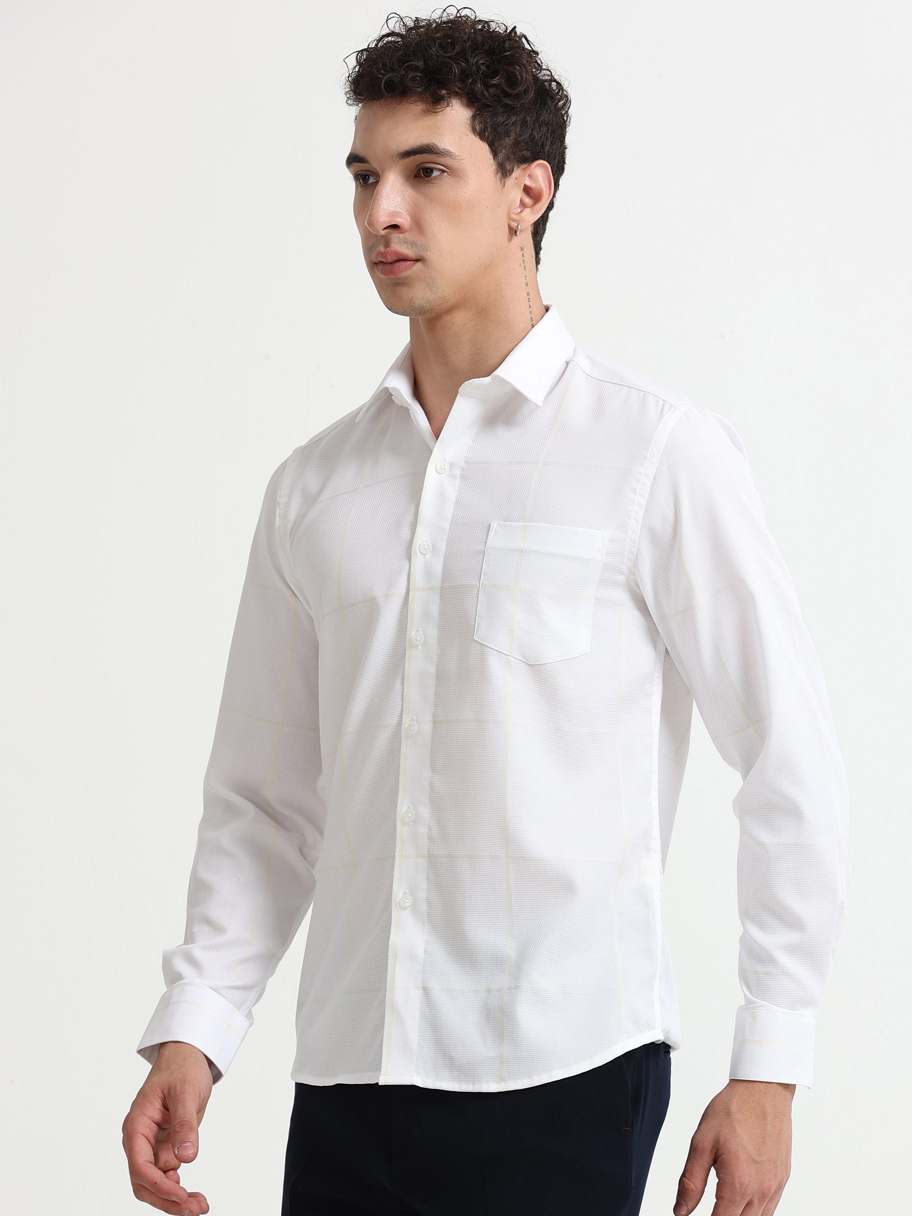 Ivory Honeycomb Structured Shirt