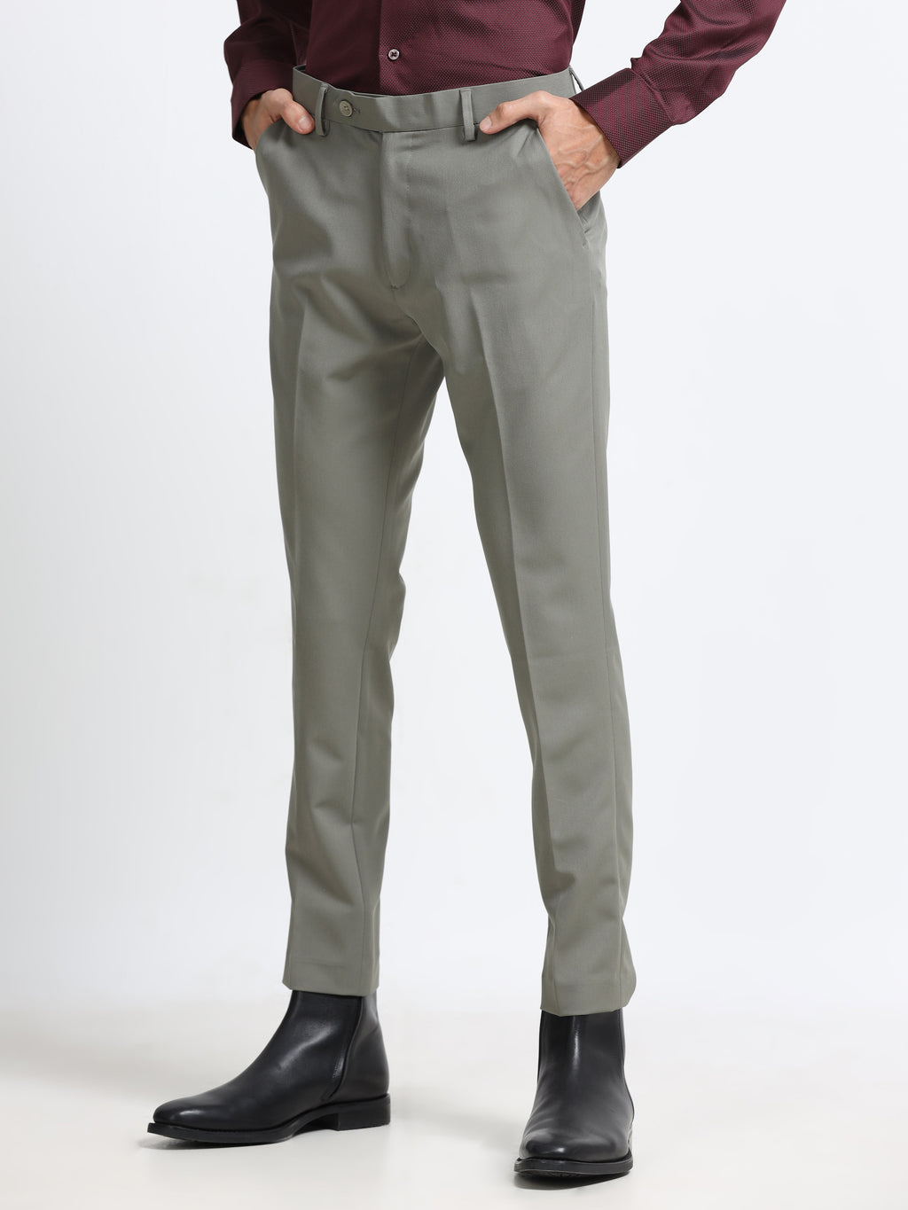 WARM GREY 4 WAY STRETCH VISCOSE BLEND FORMAL PANT