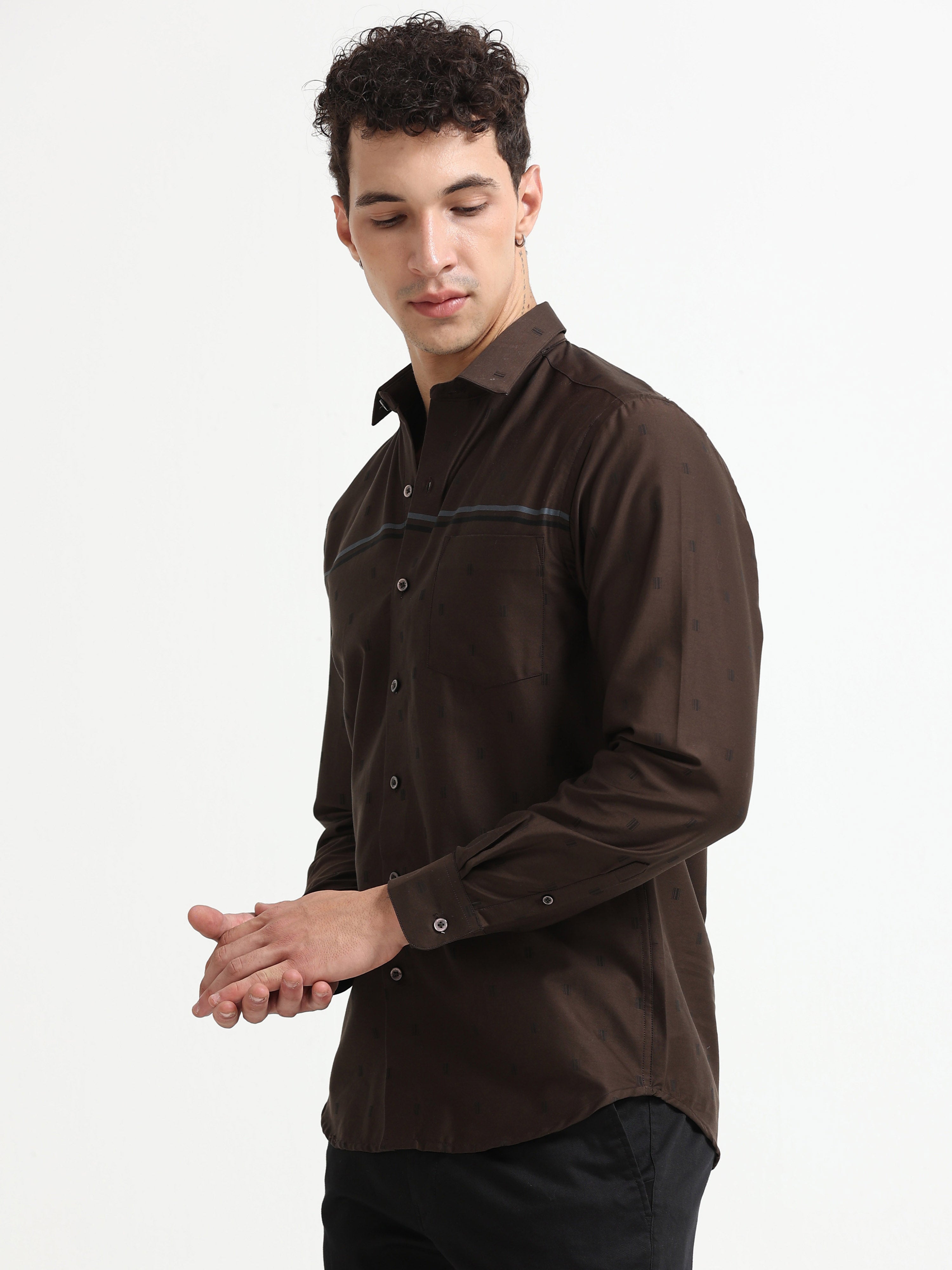 Mocha Luxe Stripe Textured Shirt