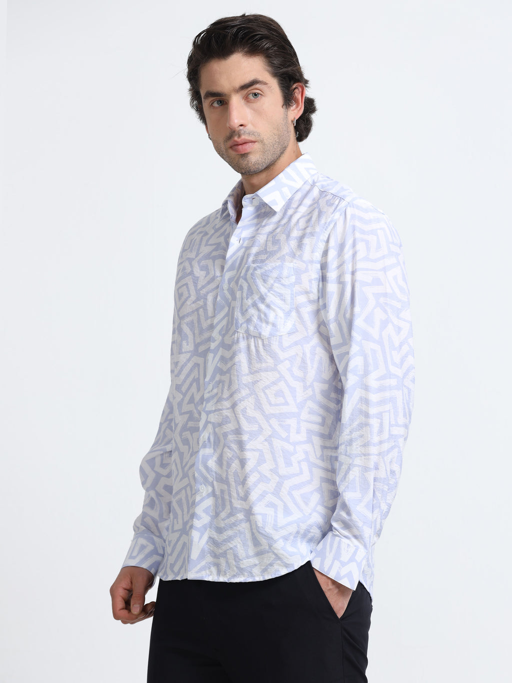 Lavender Mist Abstract Meridian Printed Shirt