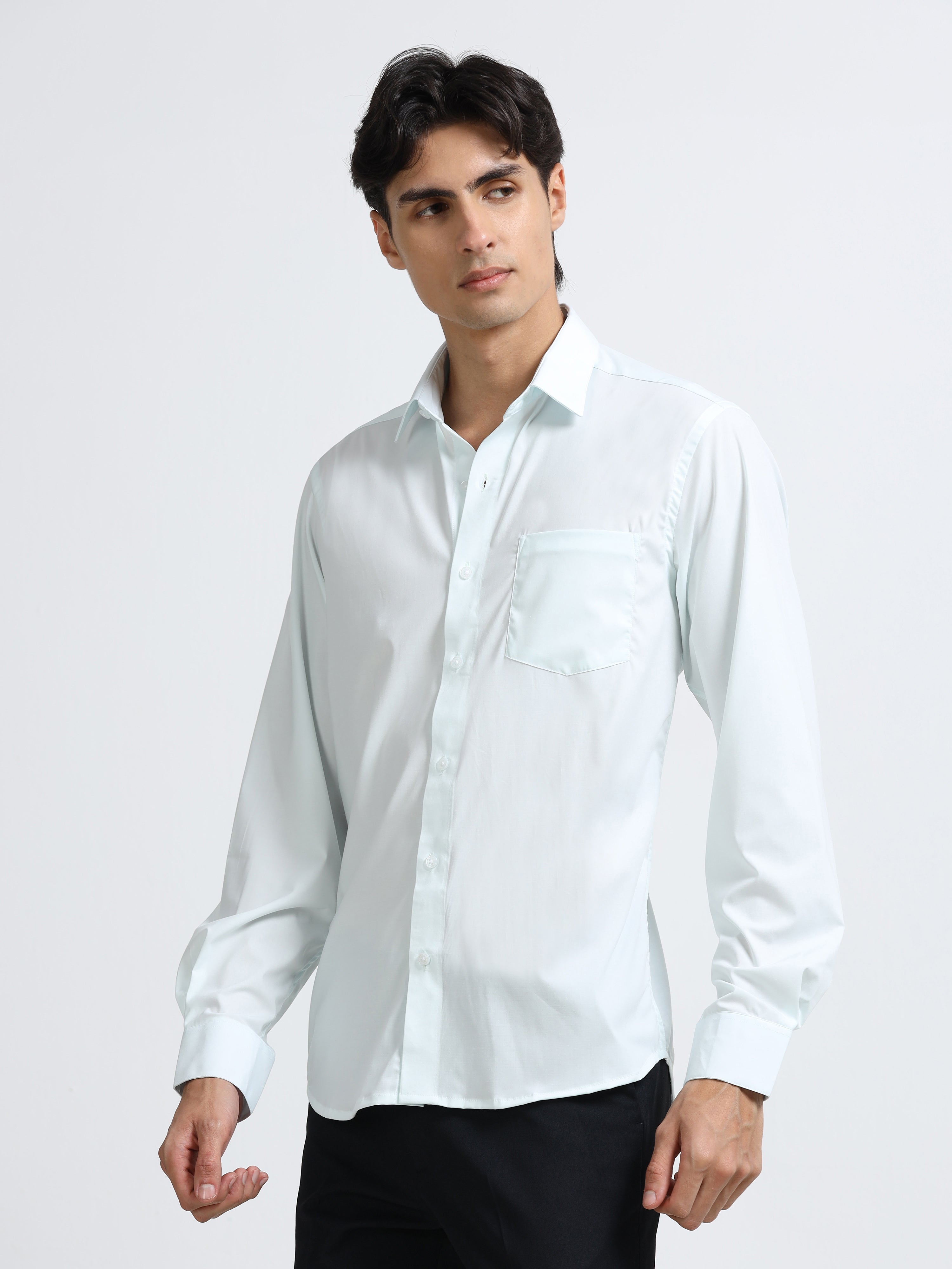 Glacier Peak Cotton Satin Stretch Solid Shirt