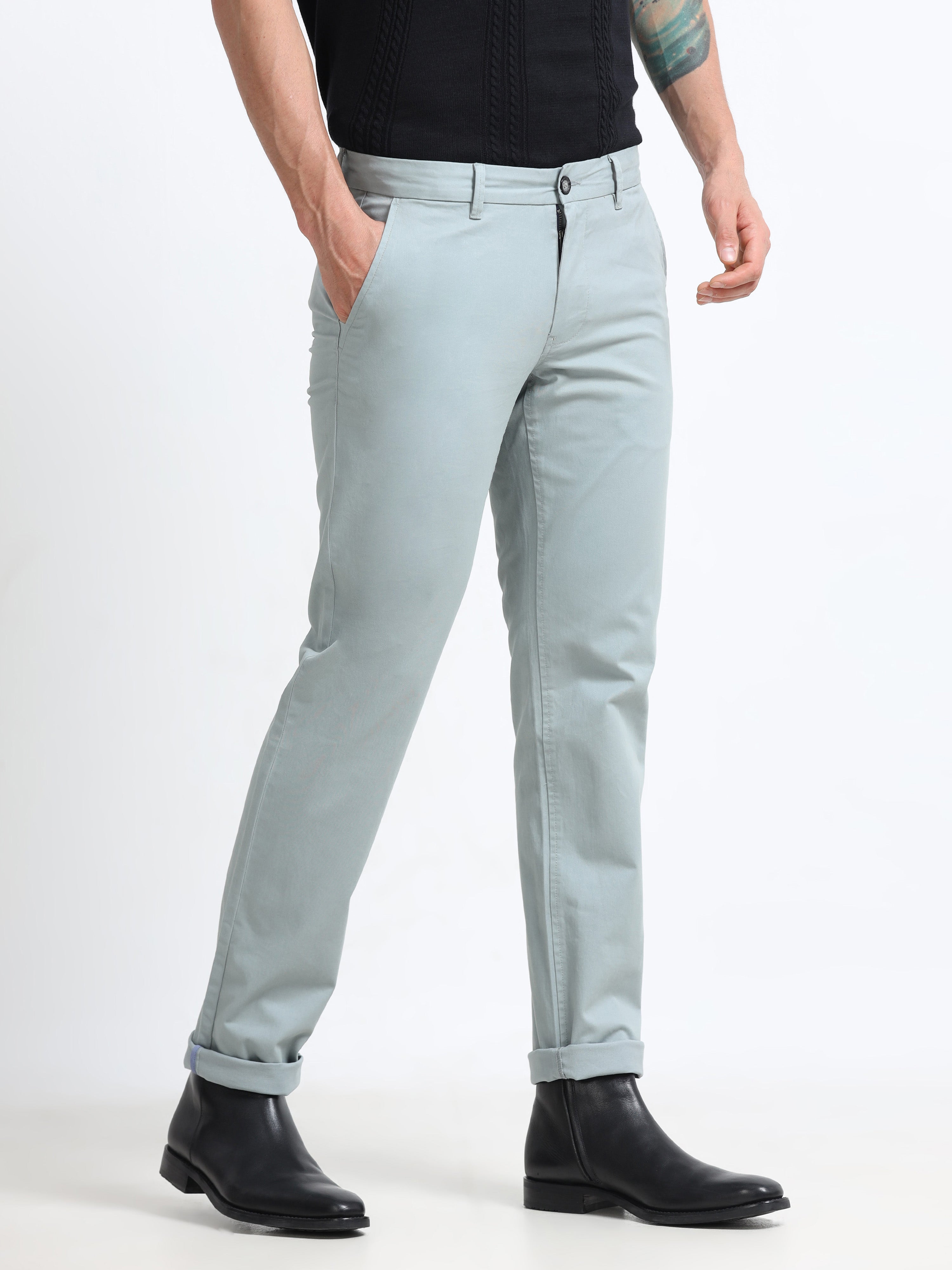 BLUISH GREY GAP TWILL STRETCH TROUSERS