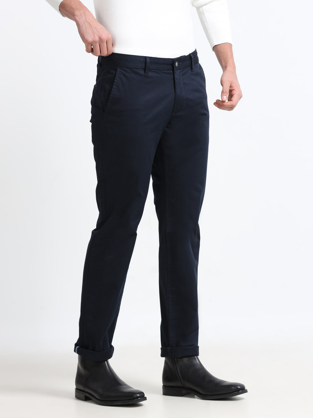 NAVY BLUE GIZZA COTTON TROUSER