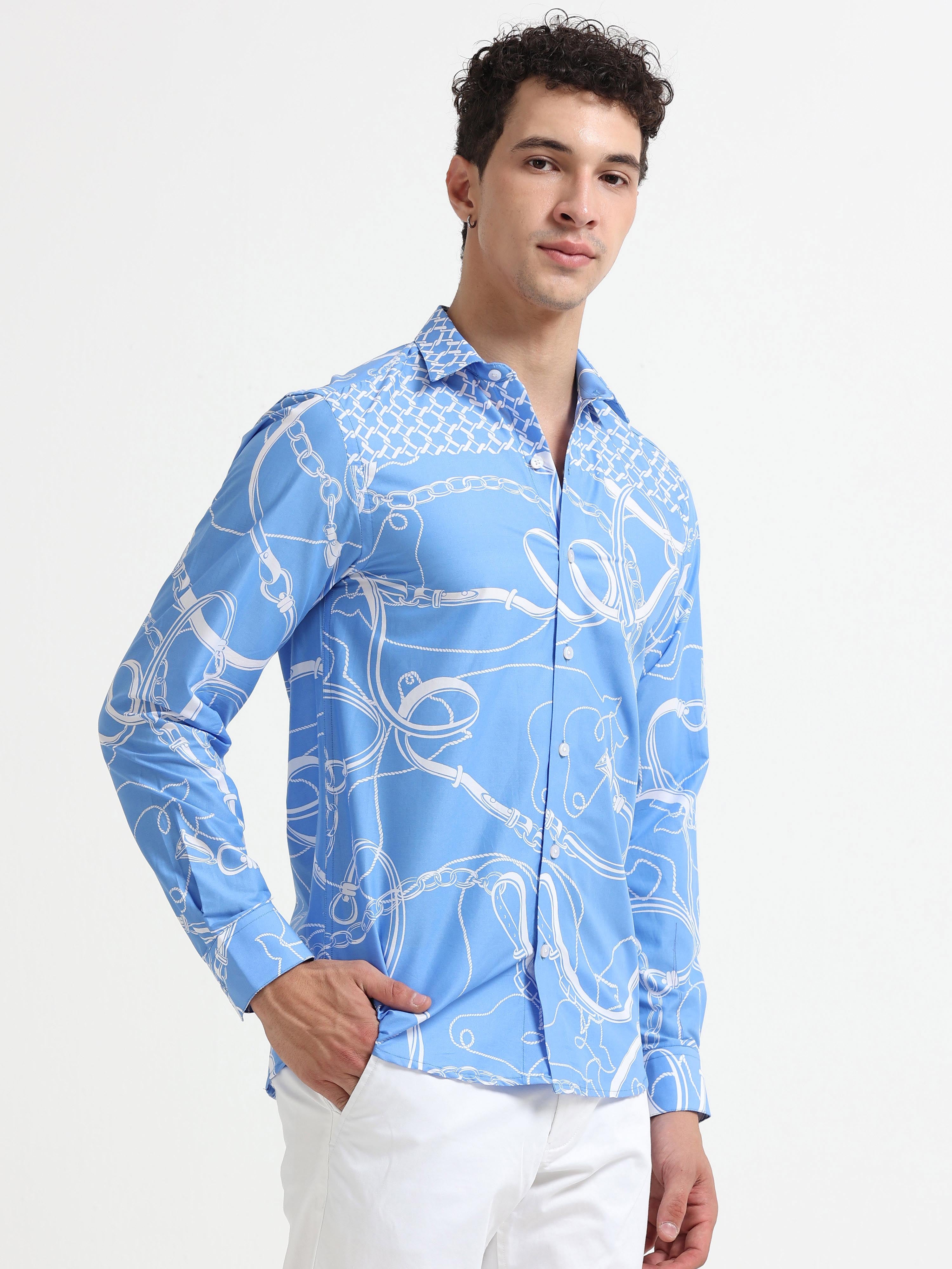Cerulean Equestrian Link Printed Shirt