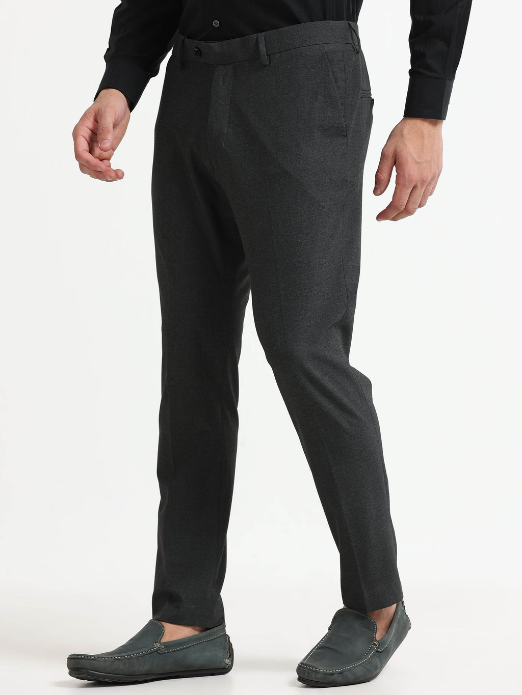 GREY 4 WAY STRETCH VISCOSE BLEND FORMAL PANT