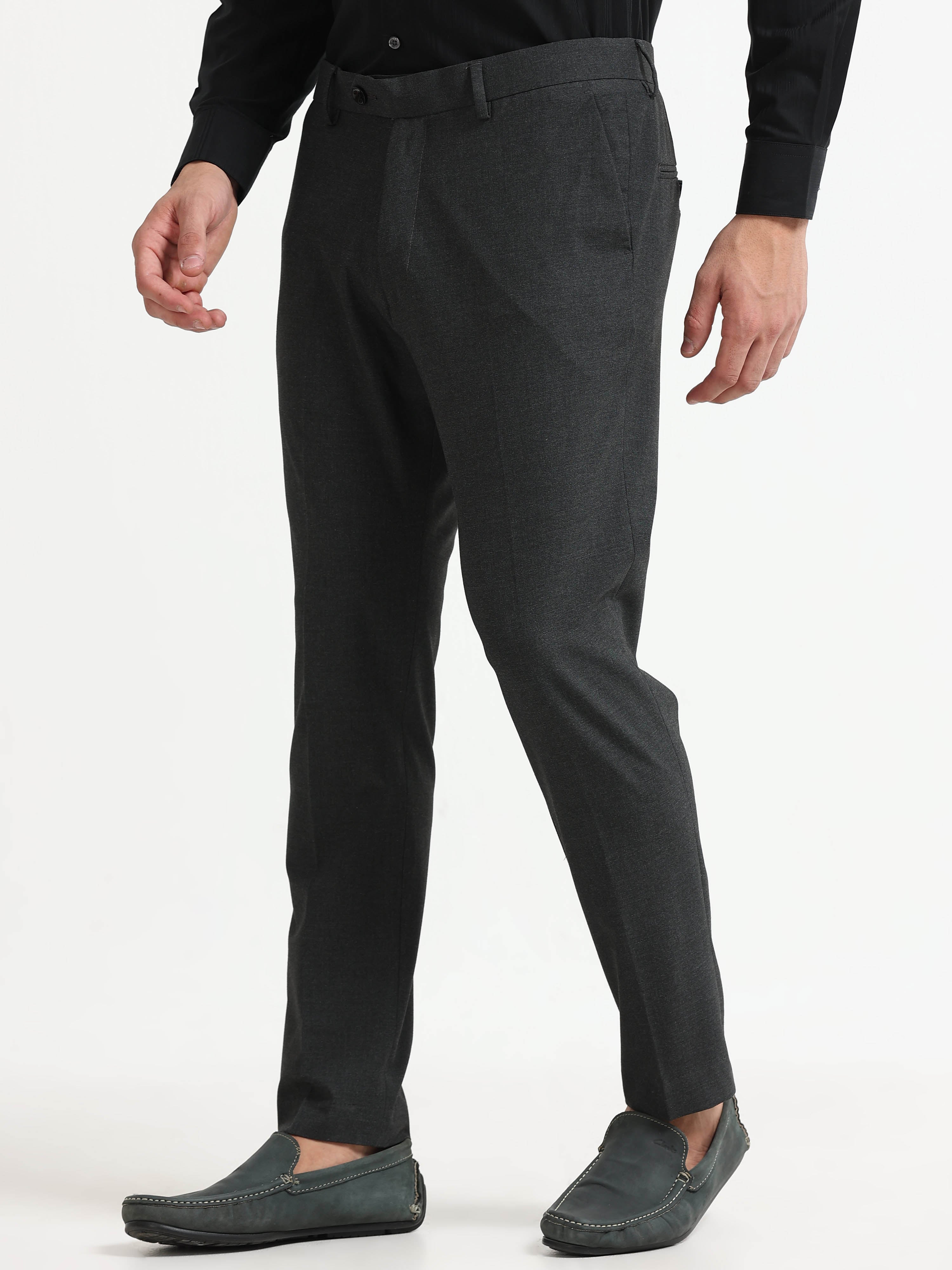GREY 4 WAY STRETCH VISCOSE BLEND FORMAL PANT