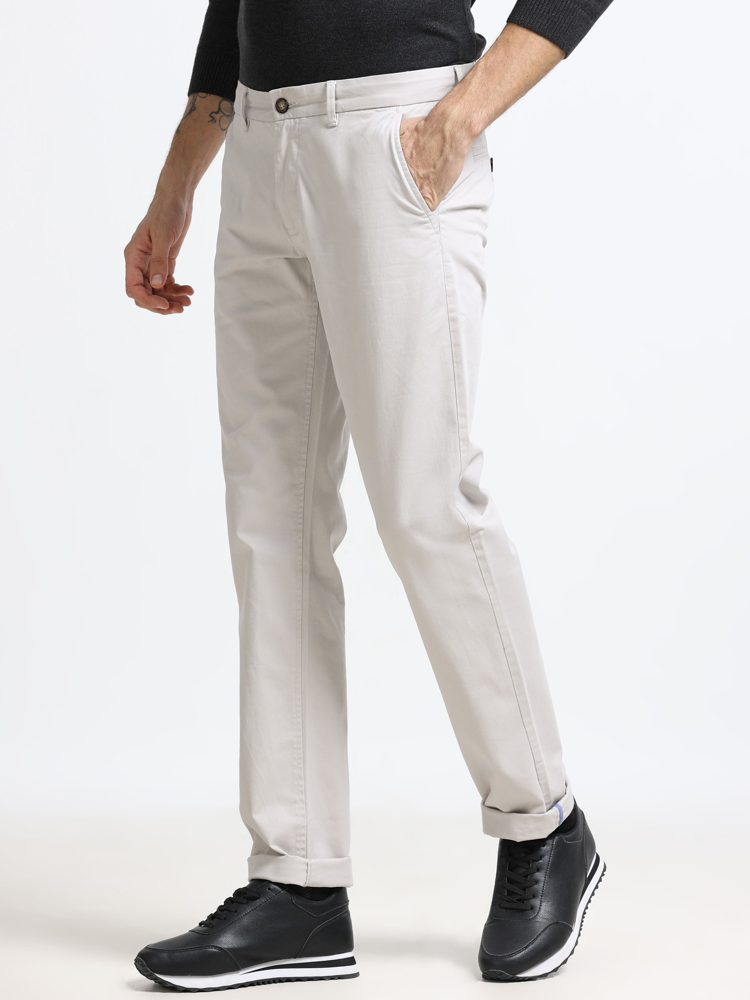 WHITE GAP TWILL STRETCH TROUSERS