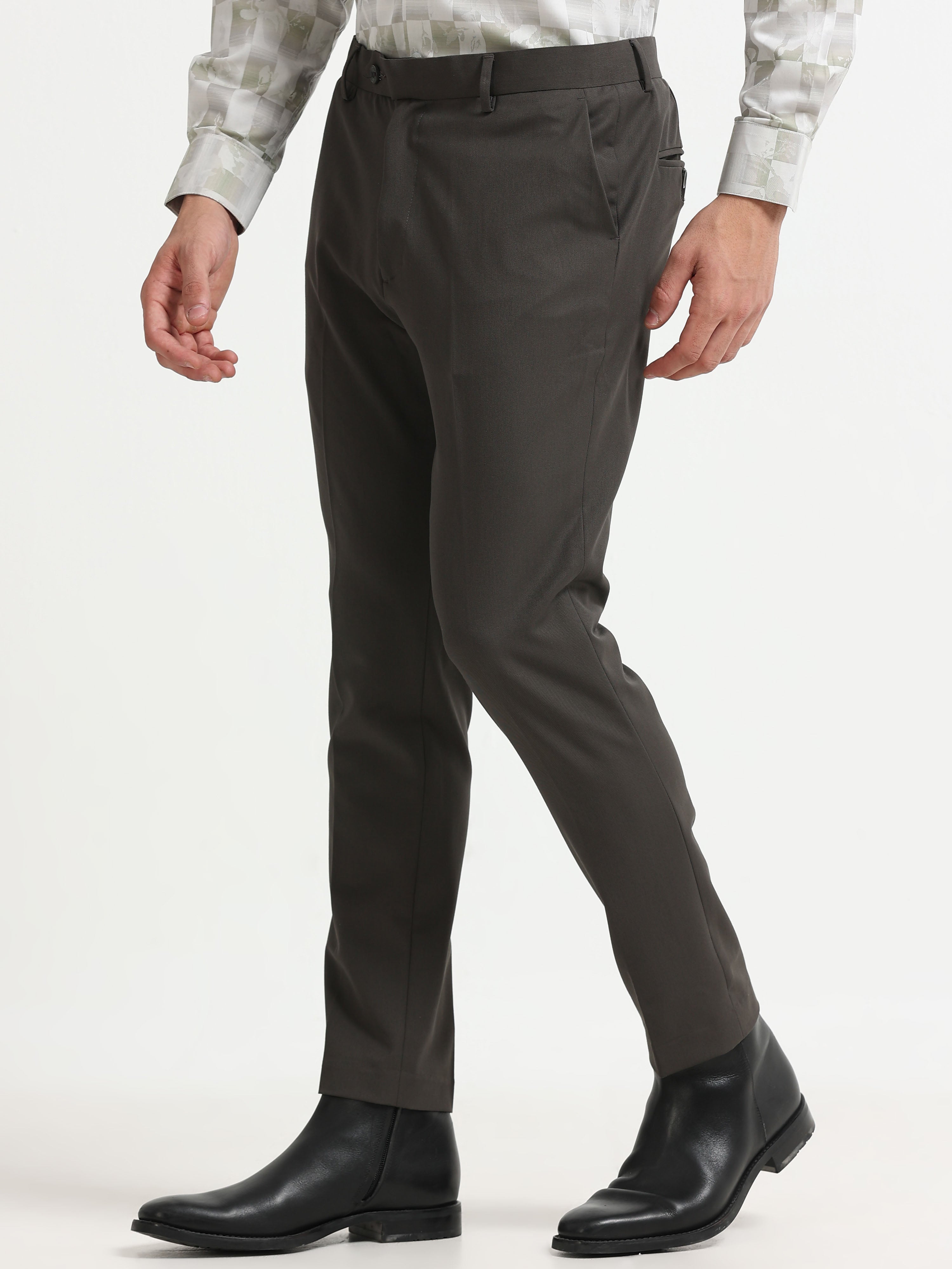 DARK GREY 4 WAY STRETCH VISCOSE BLEND FORMAL PANT