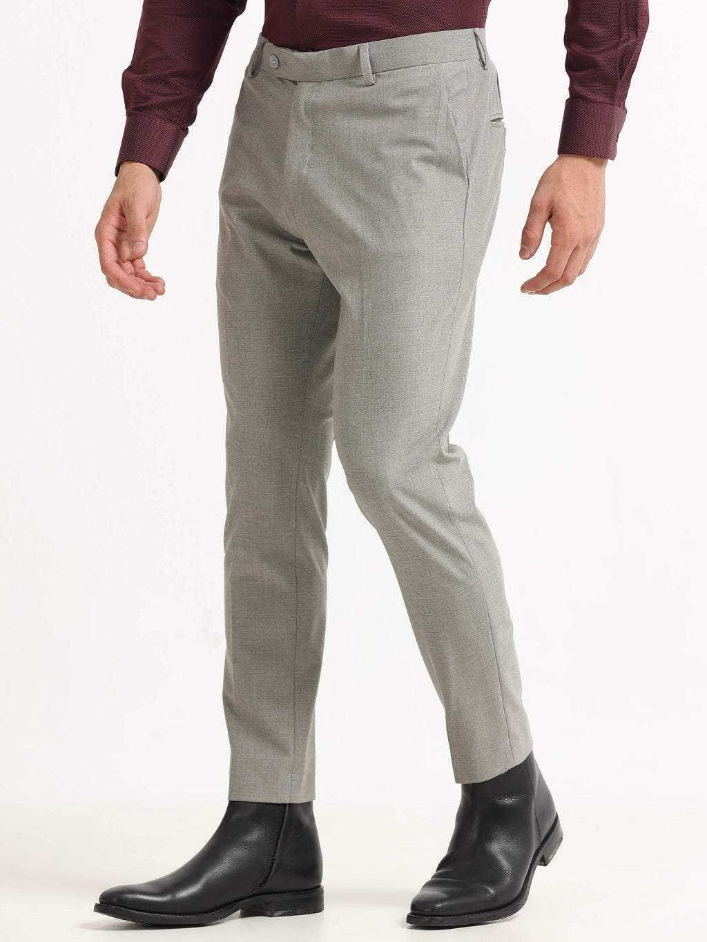ASH GREY 4 WAY STRETCH VISCOSE BLEND FORMAL PANT