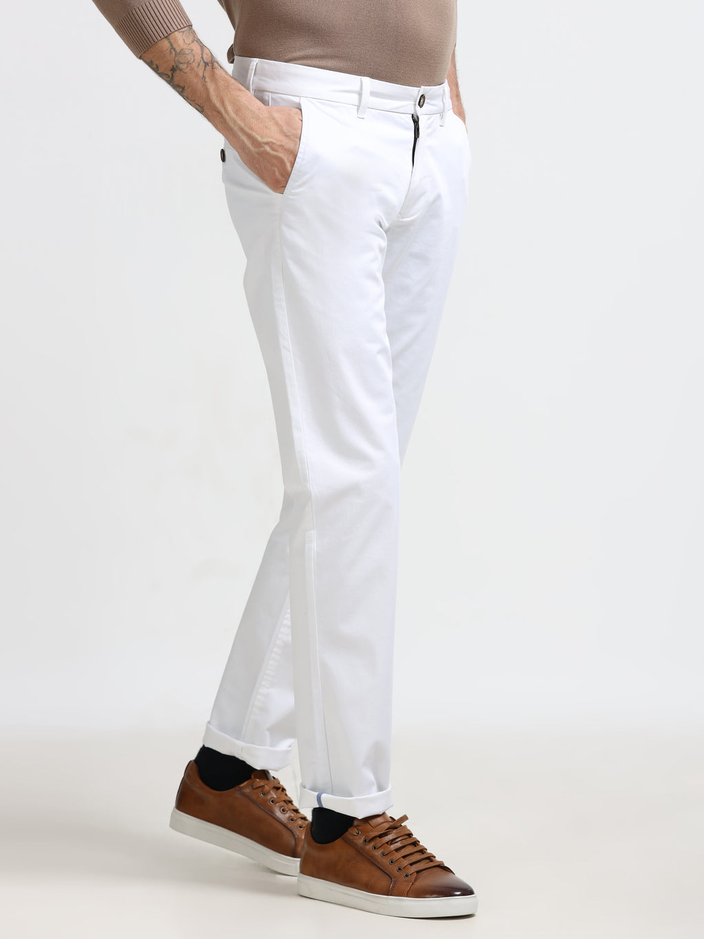 WHITE ELITE GIZZA COTTON TROUSER