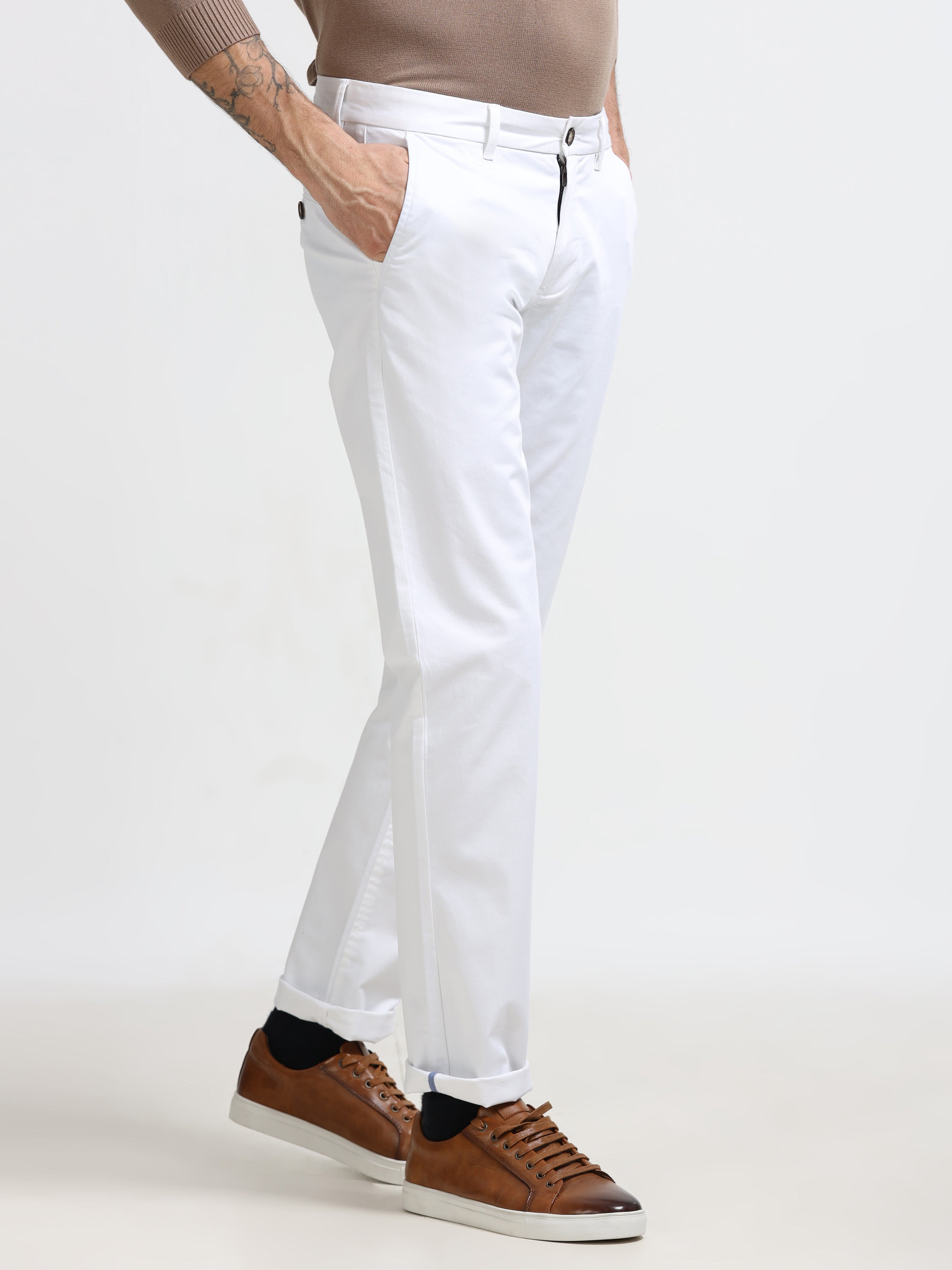 WHITE ELITE GIZZA COTTON TROUSER