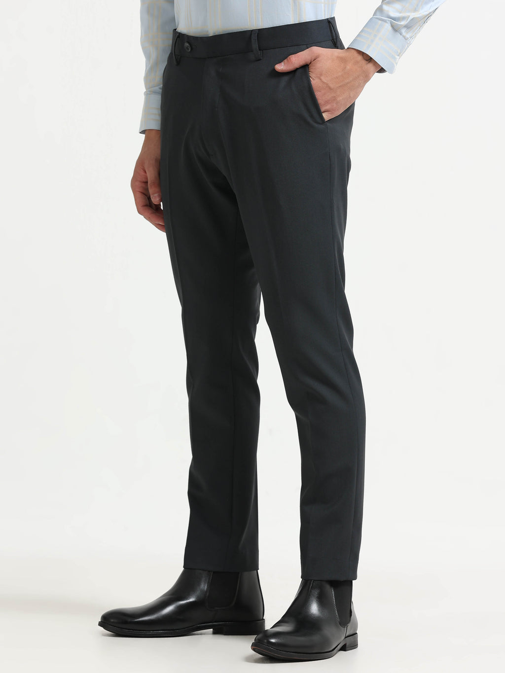 BLUE 4 WAY STRETCH VISCOSE BLEND FORMAL PANT