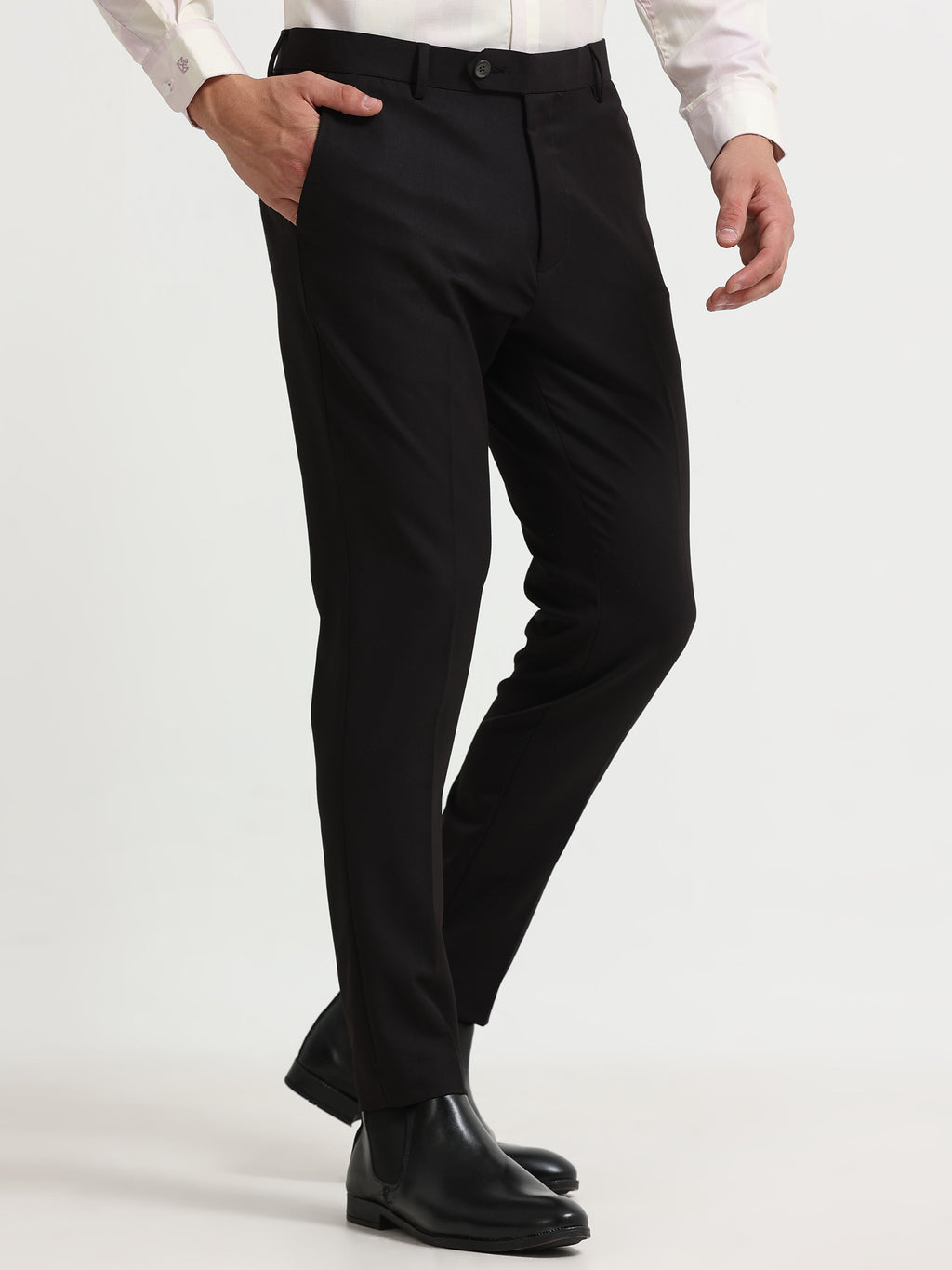 BLACK 4 WAY STRETCH VISCOSE BLEND FORMAL PANT