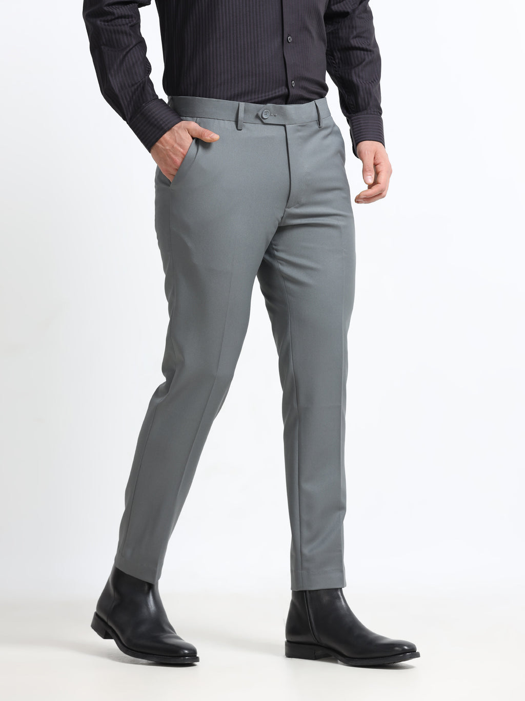 ELEPHANT GREY 4 WAY STRETCH VISCOSE BLEND FORMAL PANT