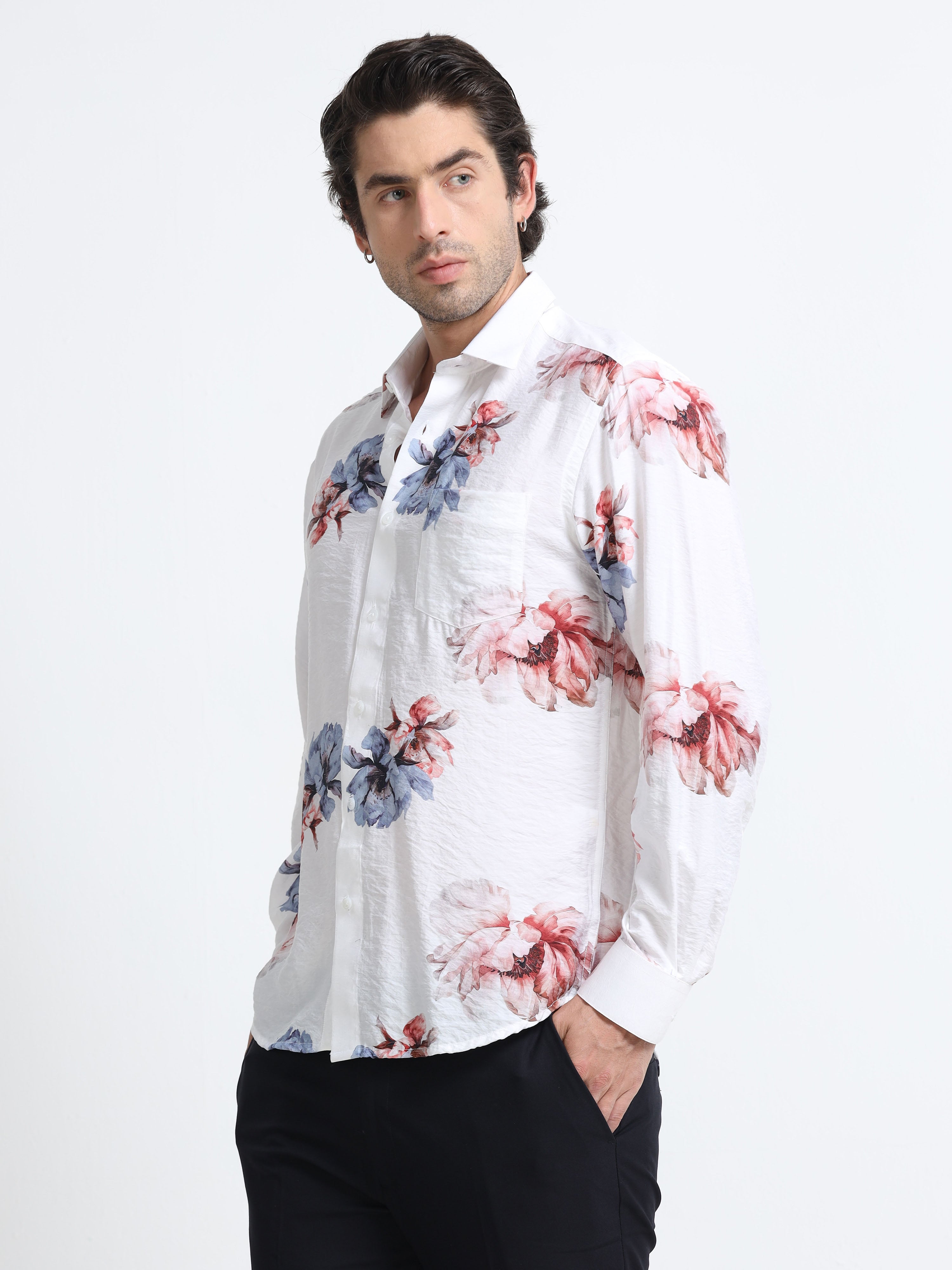Ethereal Flora Cotton Crinkle Printed Shirt