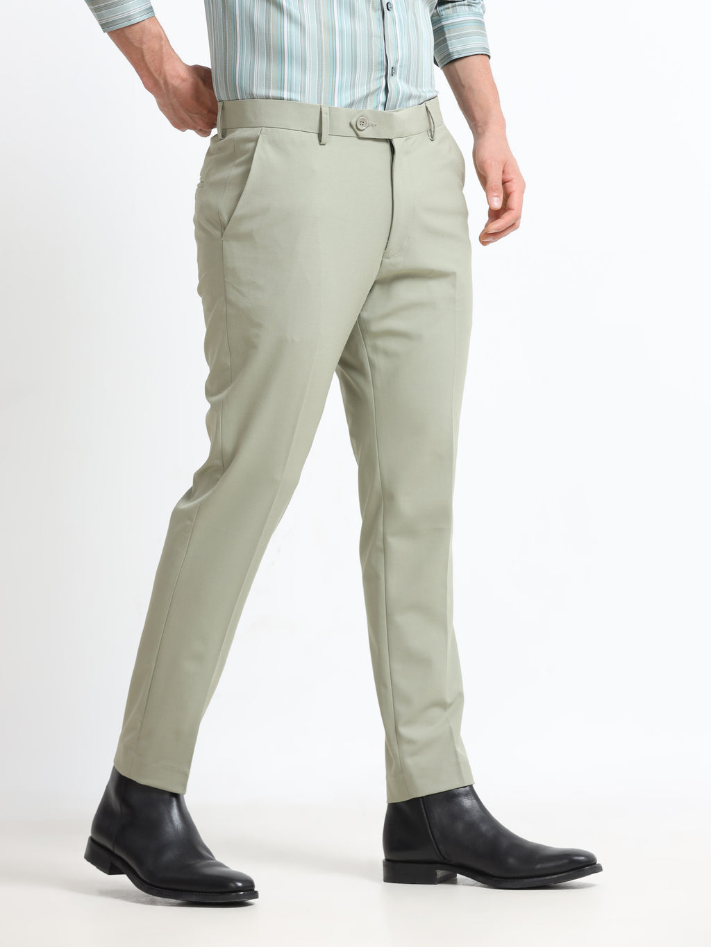 PISTA GREEN 4 WAY STRETCH VISCOSE BLEND FORMAL PANT