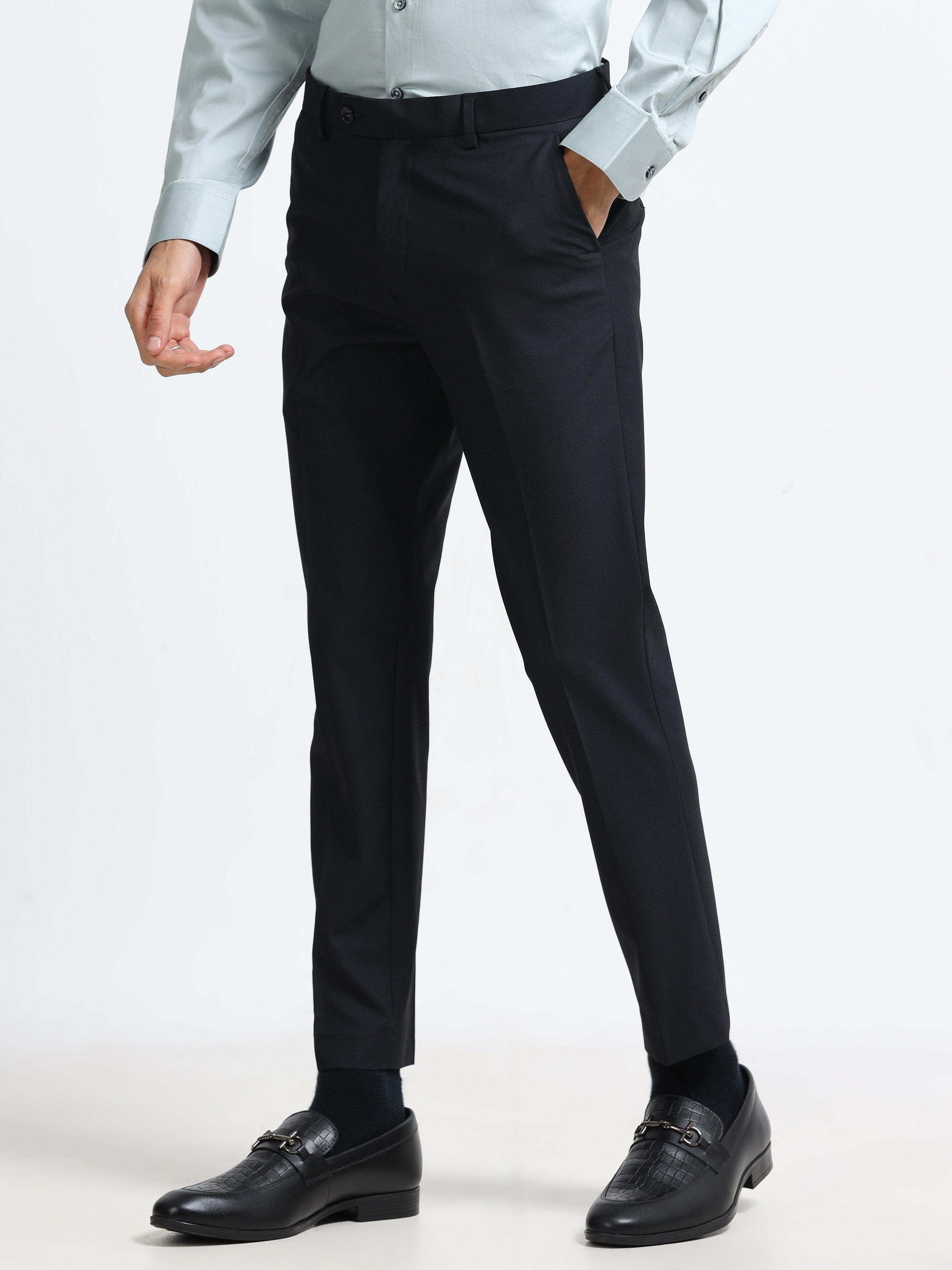 NAVY BLUE 4 WAY STRETCH VISCOSE BLEND FORMAL PANT
