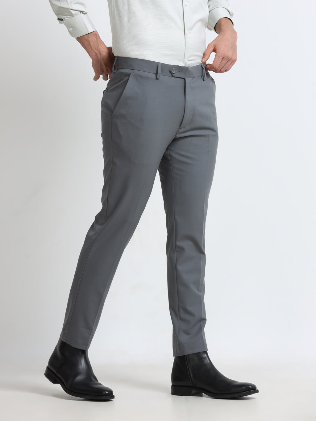 SLATE GREY 4 WAY STRETCH VISCOSE BLEND FORMAL PANT
