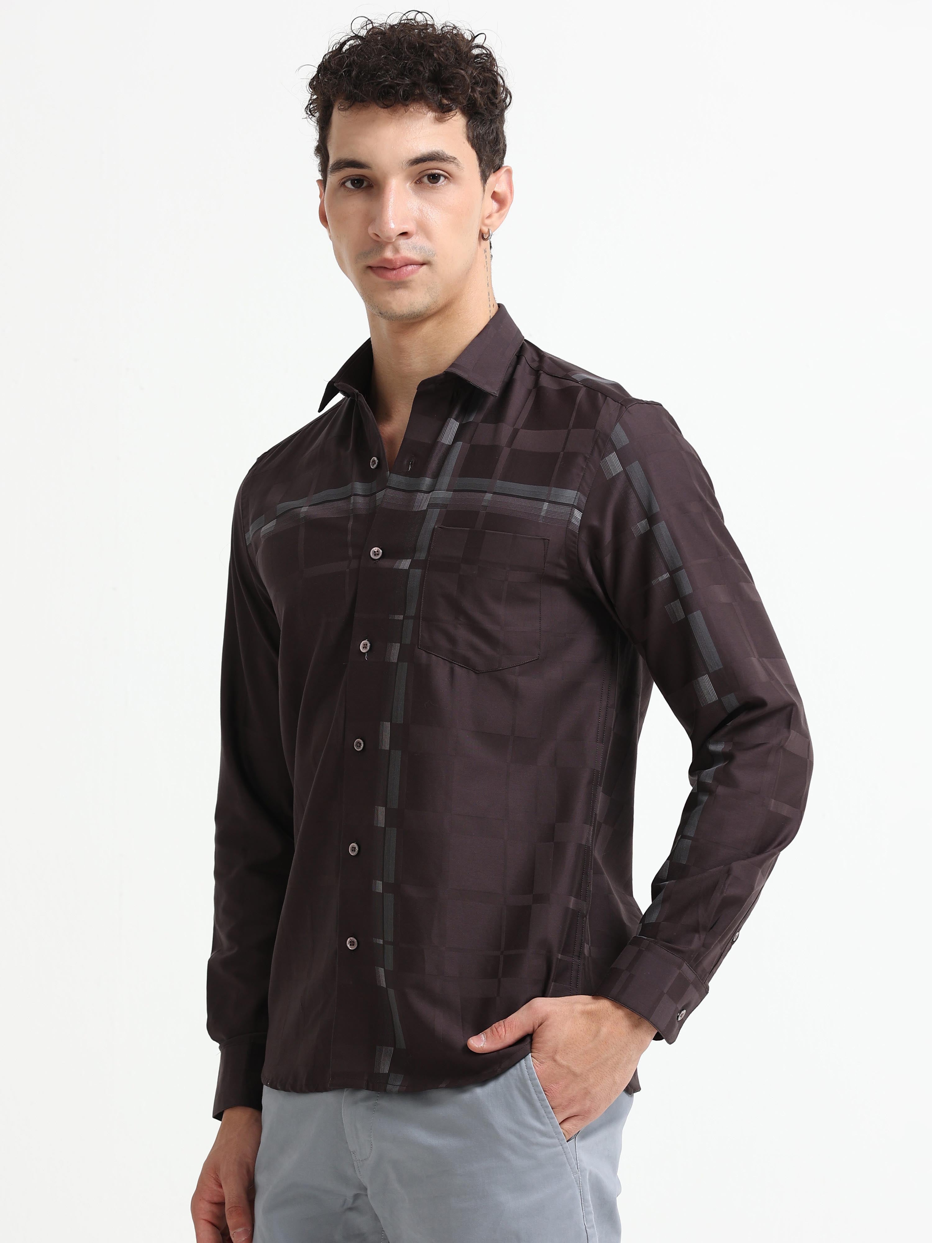 Espresso Checker Jacquard Shirt