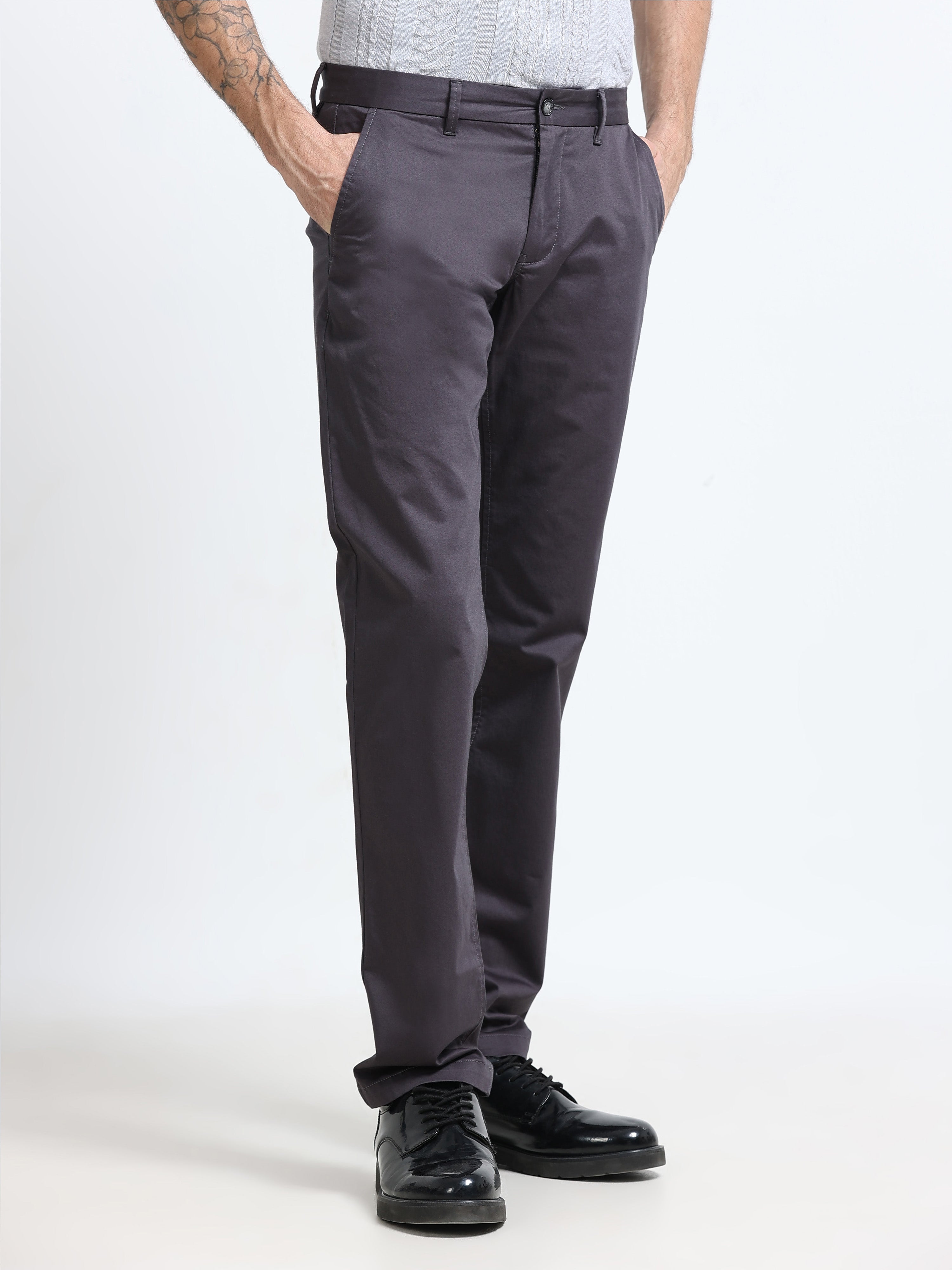 DARK GREY GIZZA COTTON TROUSER
