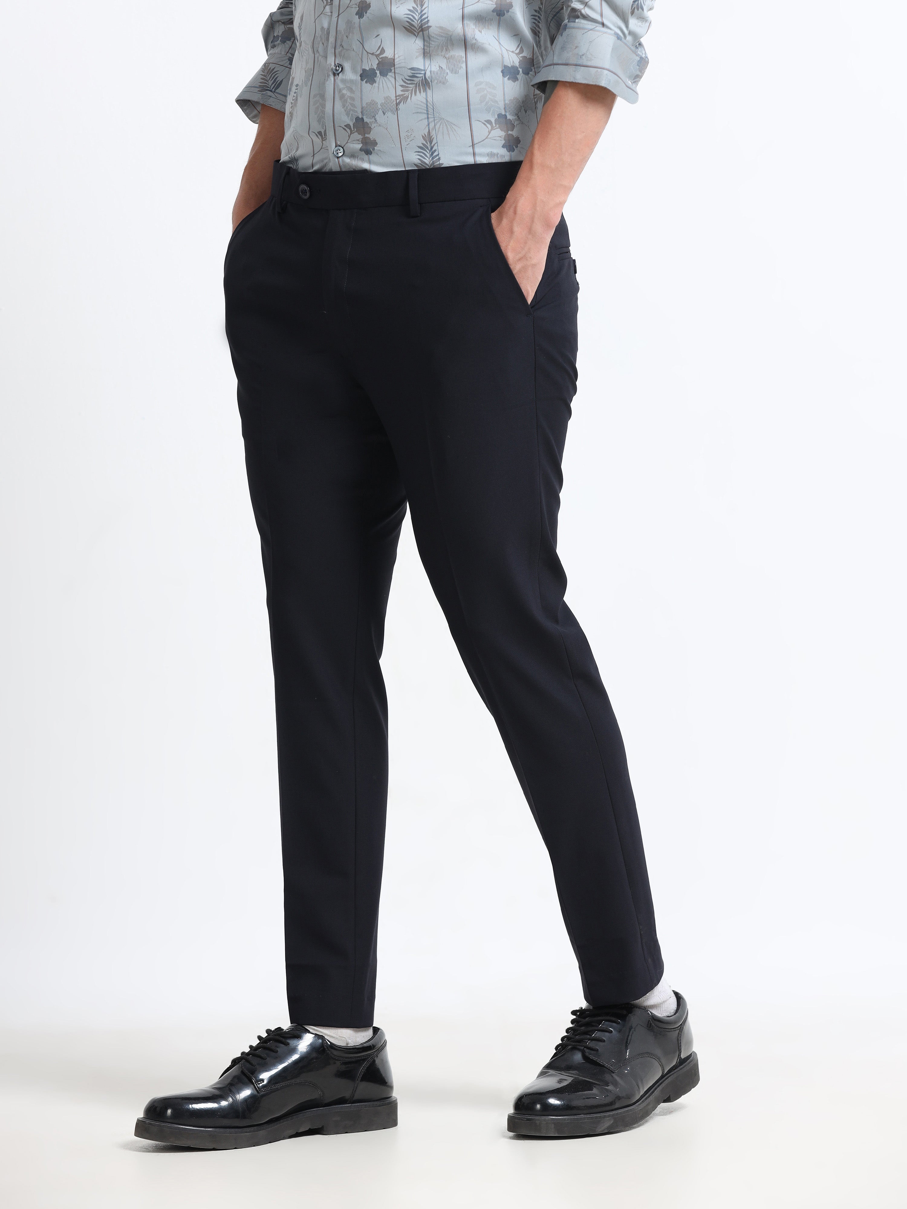 INK BLUE 4 WAY STRETCH VISCOSE BLEND FORMAL PANT
