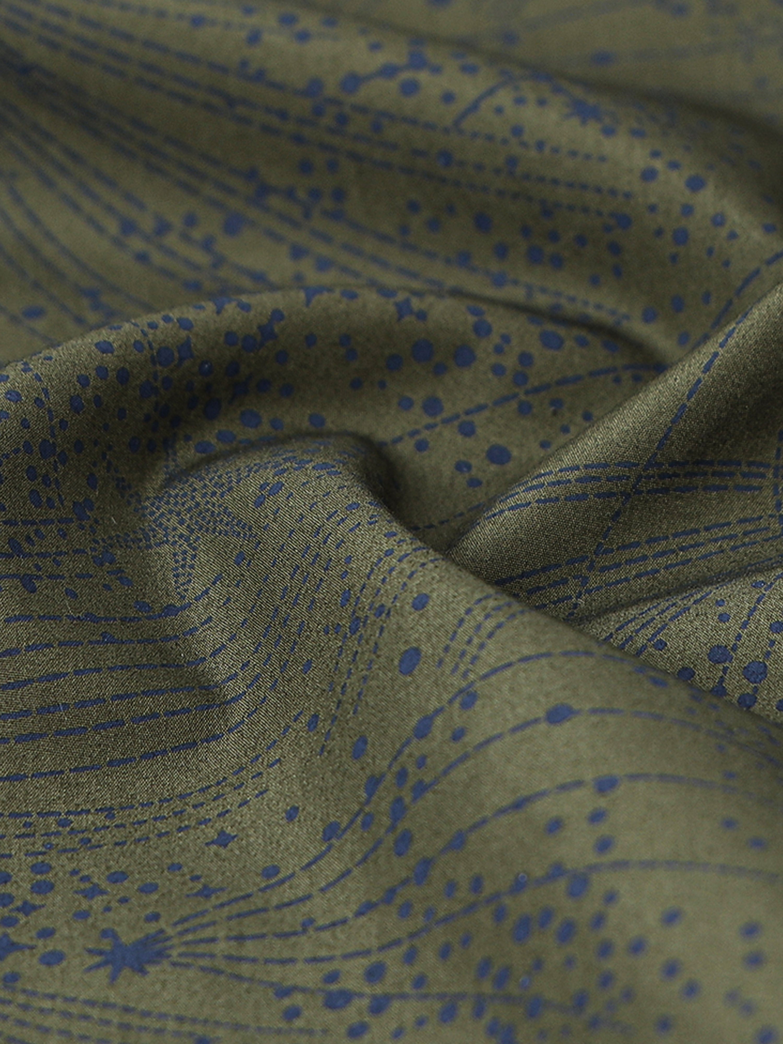 Obsidian Olive Artisan Flora Cotton Print Shirt