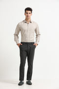 Sand Grid Windowpane Jacquard Shirt