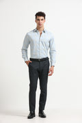 Sky Champagne Windowpane Jacquard Shirt