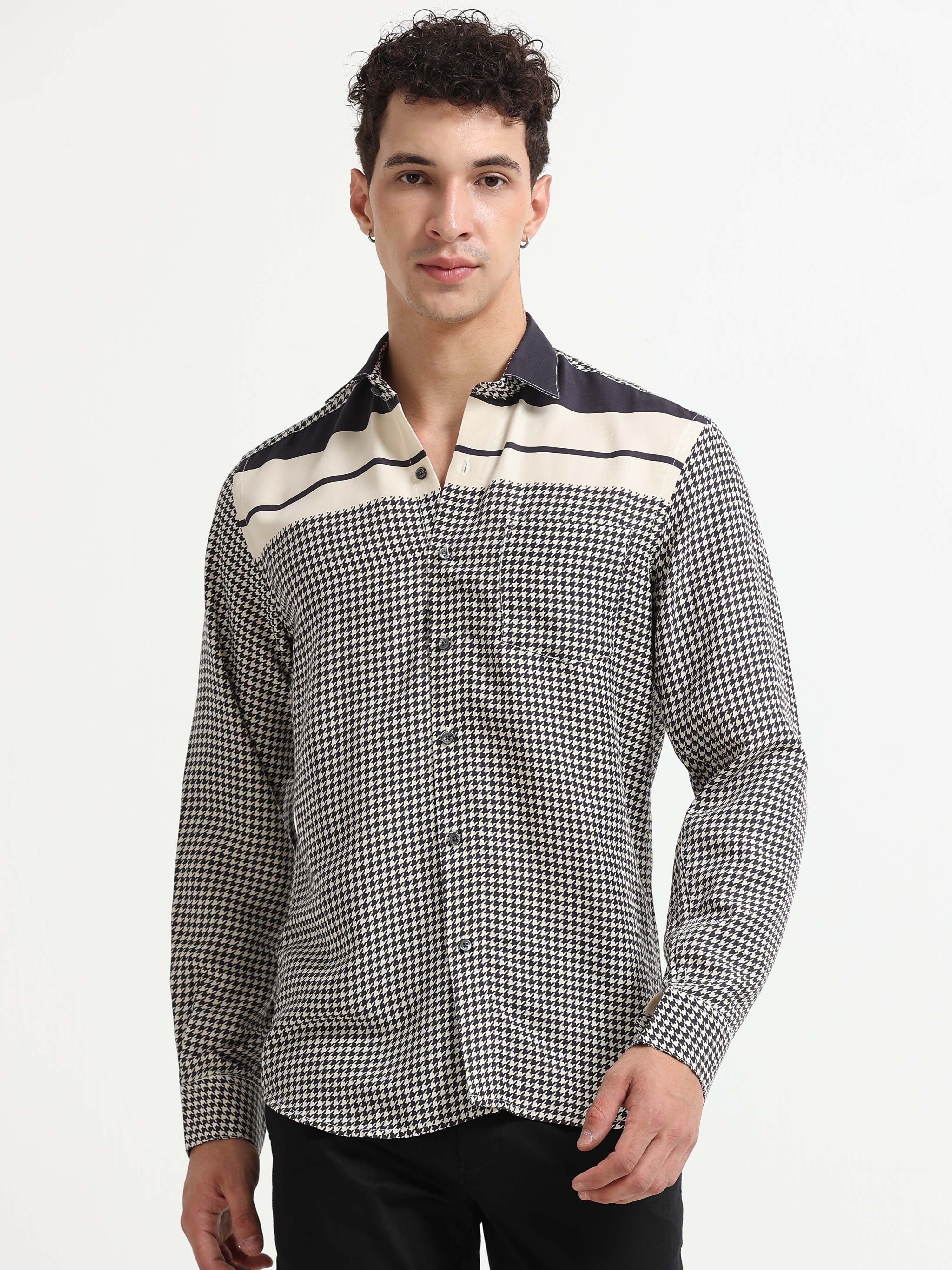 Charcoal Mosaic Houndstooth Luxe Shirt