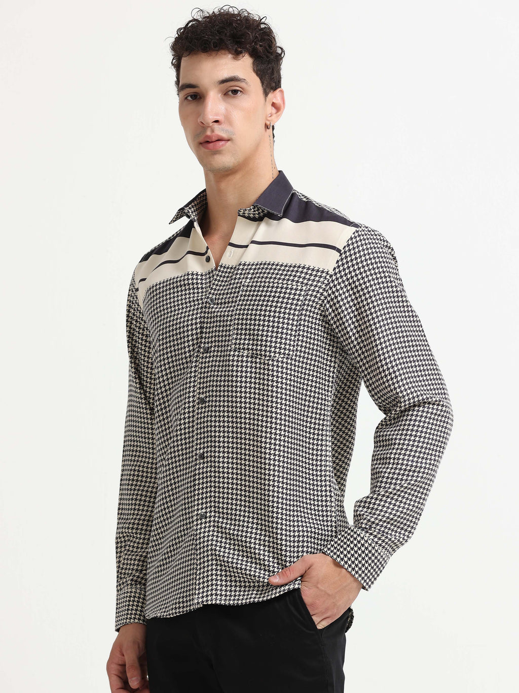 Charcoal Mosaic Houndstooth Luxe Shirt