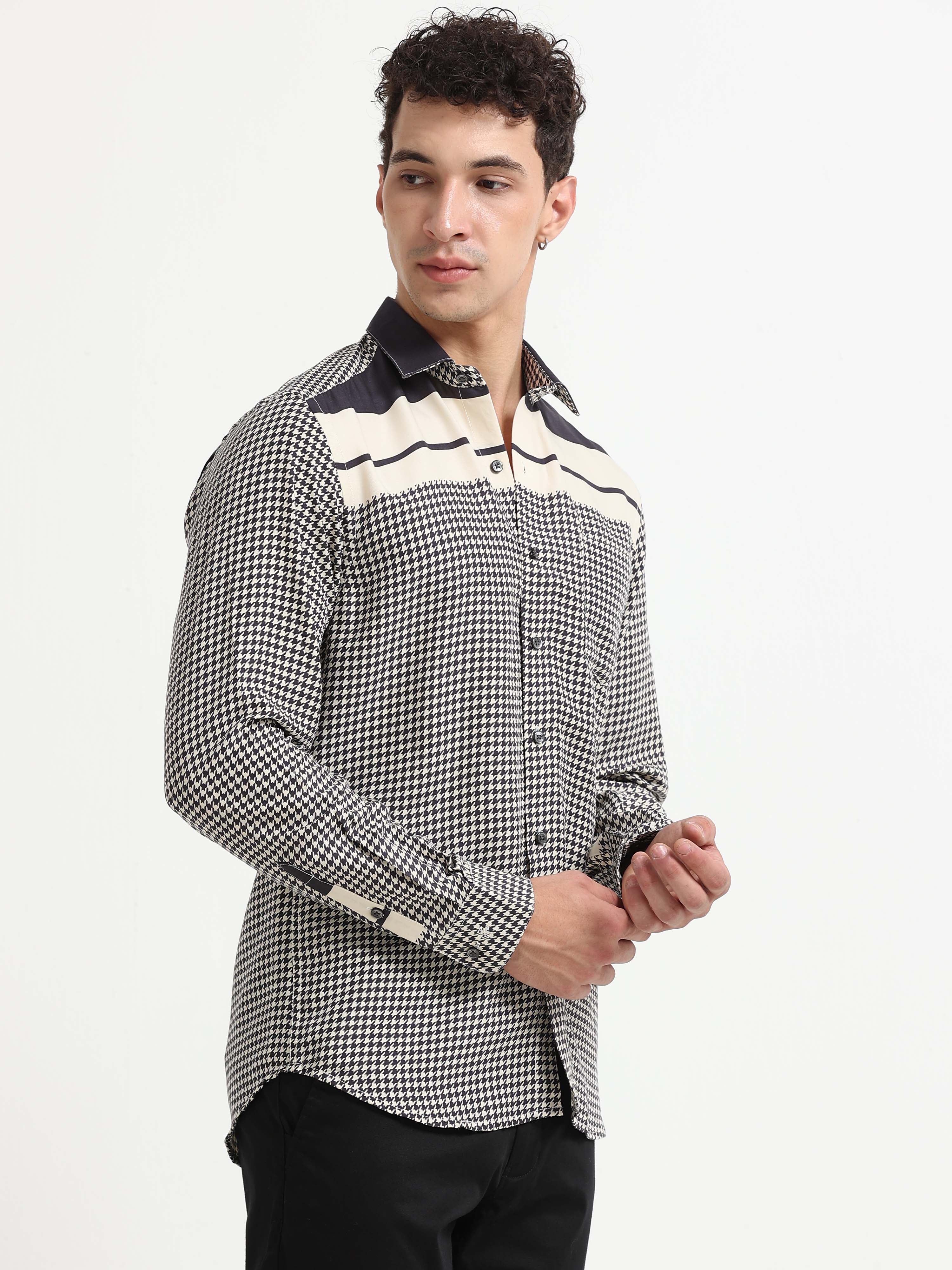 Charcoal Mosaic Houndstooth Luxe Shirt