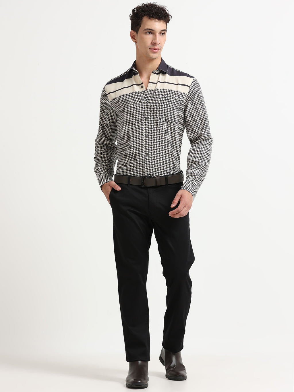 Charcoal Mosaic Houndstooth Luxe Shirt