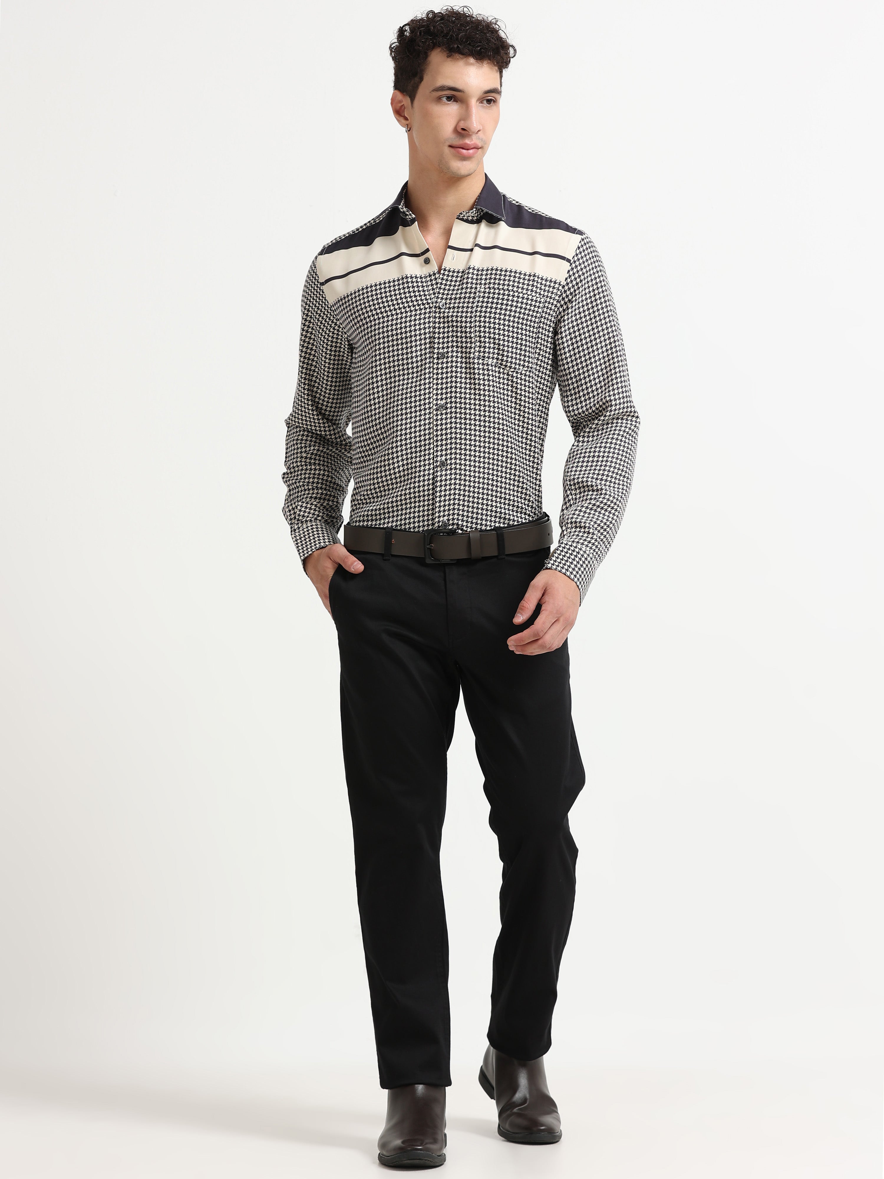Charcoal Mosaic Houndstooth Luxe Shirt
