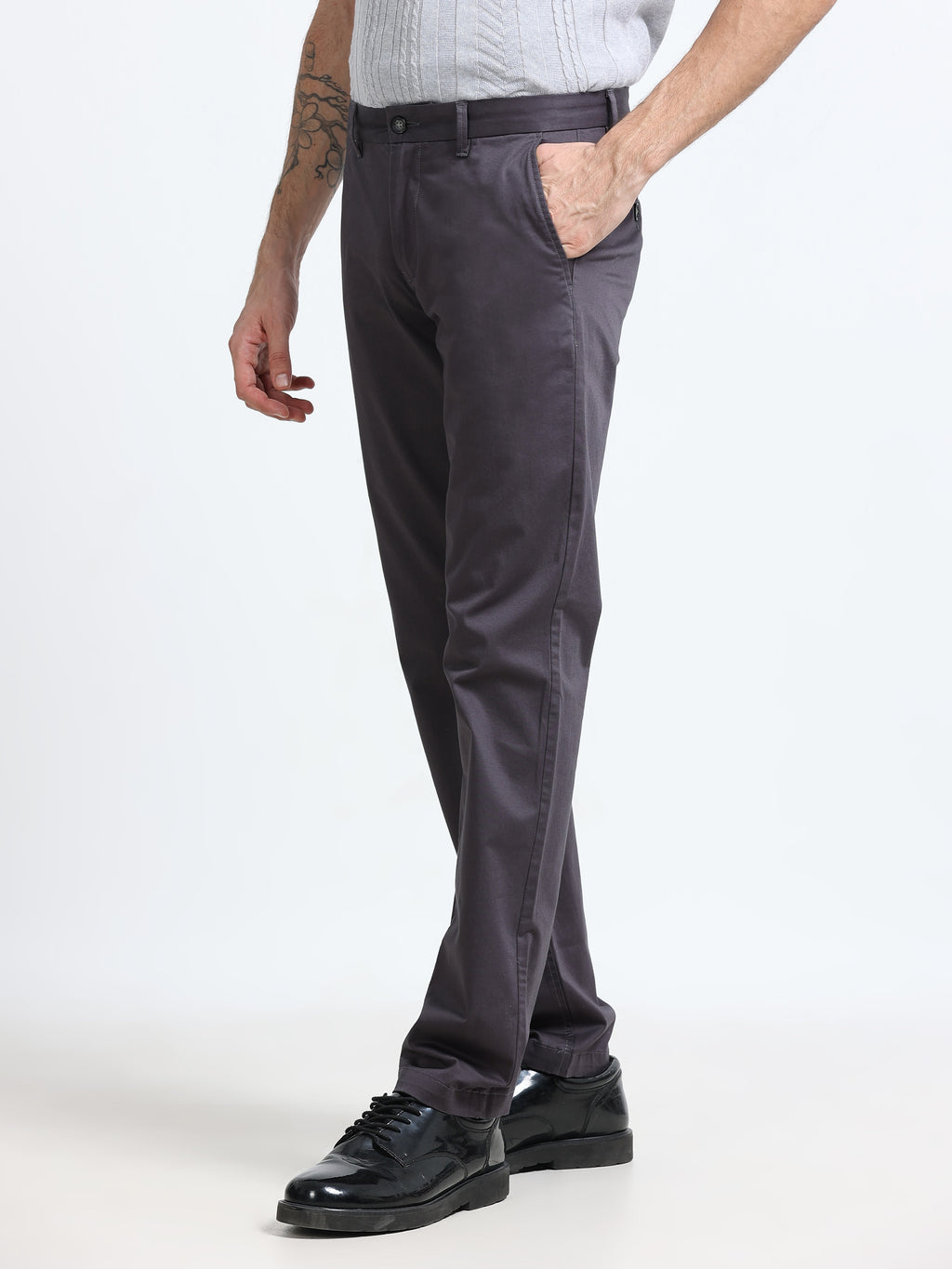 Men - Dark Grey - Slim Fit - Formal Trouser
