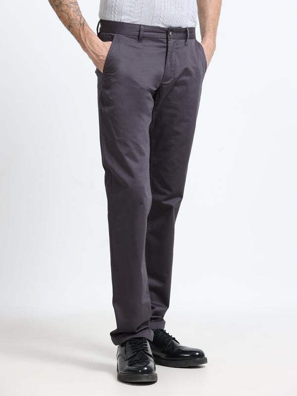 Men - Dark Grey - Slim Fit - Formal Trouser